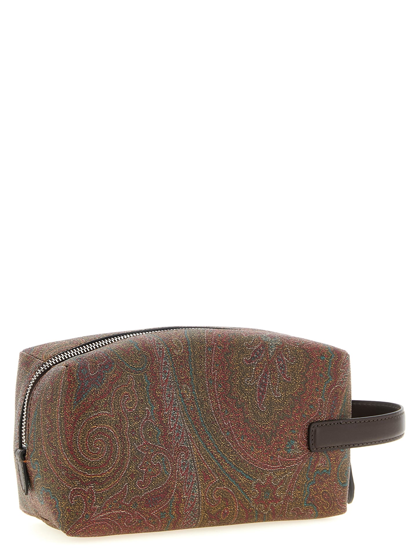 Small Toiletry Bag by Etro for men in polyester cotton & embossed leather brown, paisley, jacquard & striped features a versatile Arnica Essence Pegaso Polyester Cotton & Embossed Leather Small Toiletry Bag design with a versatile zipper, ample , and versatile handle for a versatile finish.