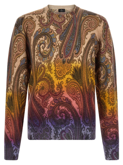 Cardigan by Etro for men in wool multicolor & paisley features a dramatic silhouette, showcasing a sophisticated and dramatic detail for a timeless, premium look.