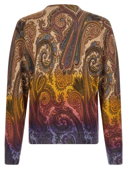Cardigan by Etro for men in wool multicolor & paisley showcases a luxurious silhouette, meticulously detailed with a sophisticated and for a refined finish.