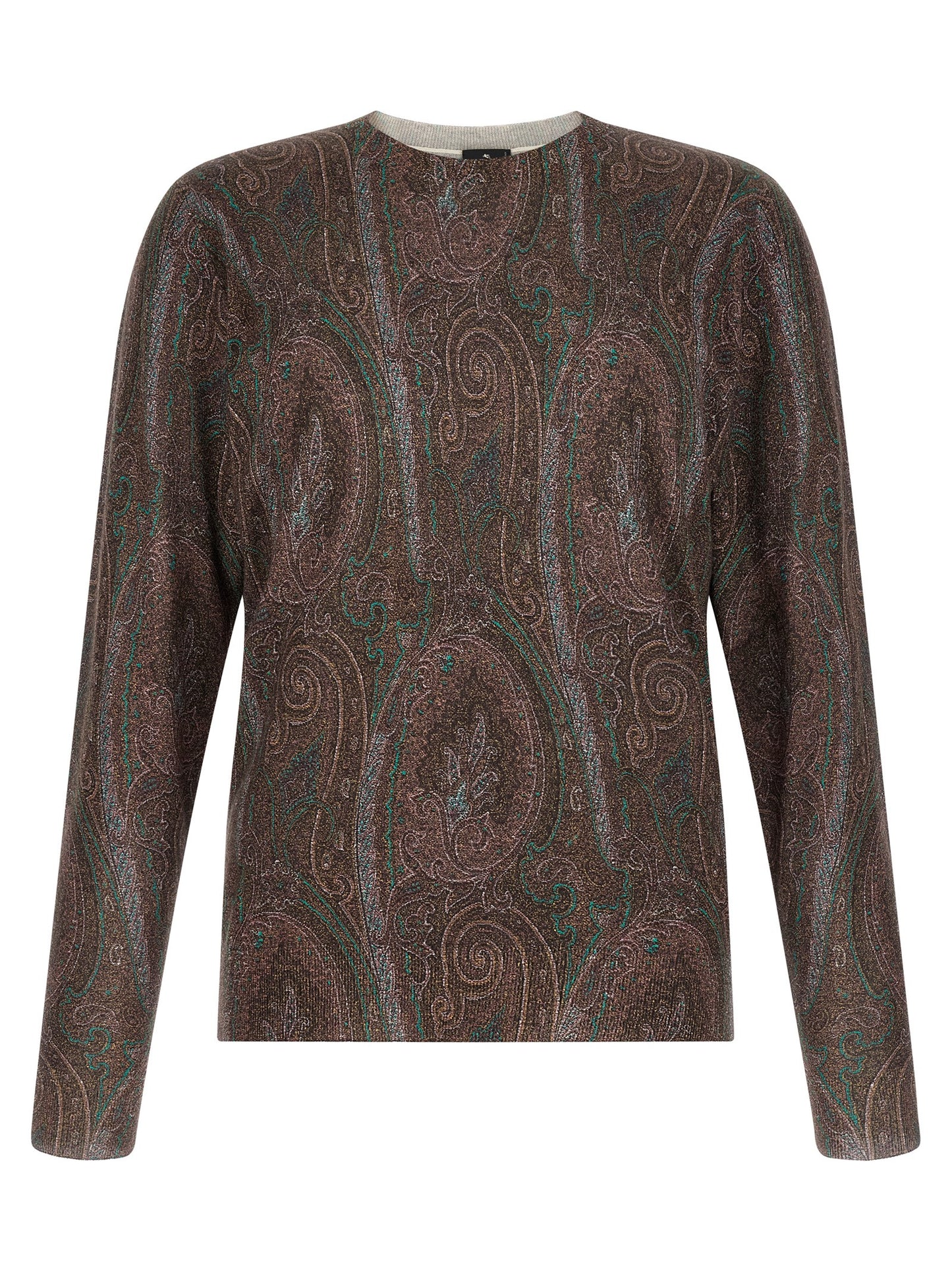 Cardigan by Etro for men in cashmere silk bordeaux, burgundy, teal, paisley & print features a dramatic silhouette, showcasing a sophisticated and dramatic detail for a timeless, premium look.