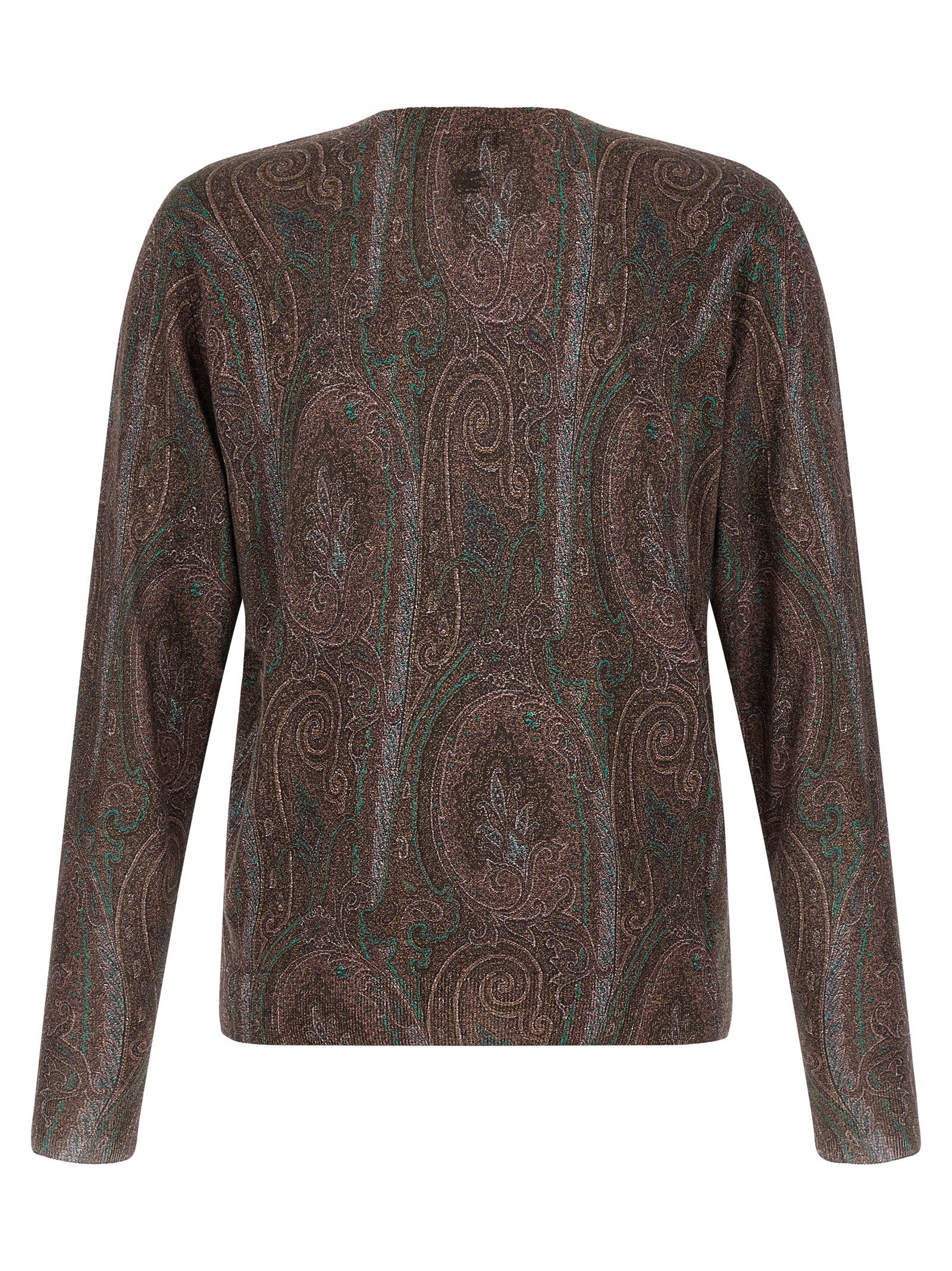 Cardigan by Etro for men in cashmere silk bordeaux, burgundy, teal, paisley & print features a nuanced silhouette with a refined and nuanced detailing for a sophisticated look.