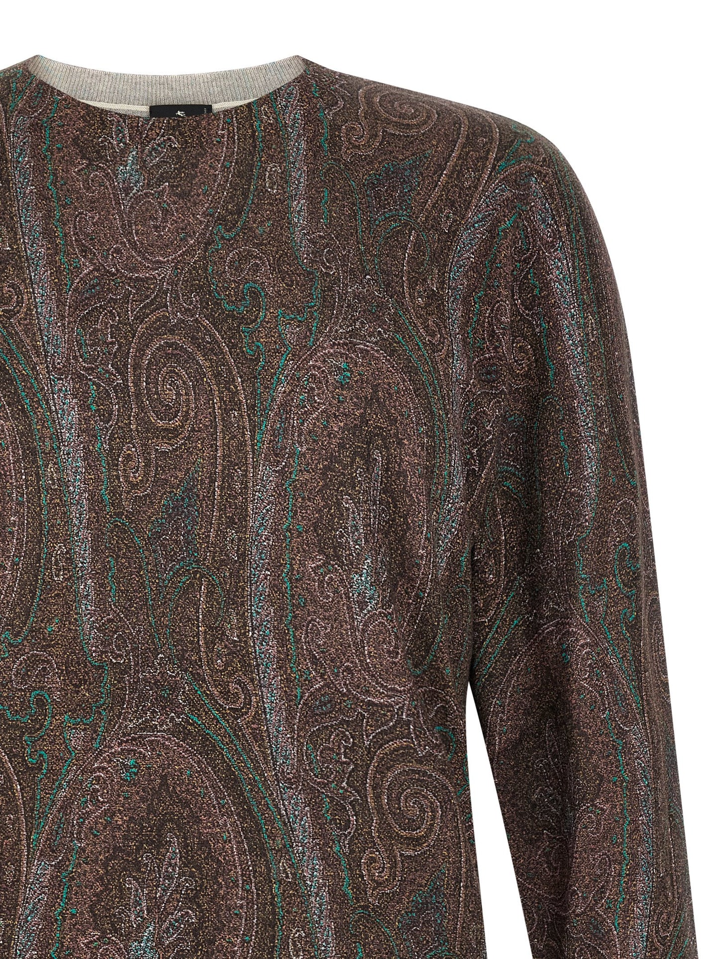 Cardigan by Etro for men in cashmere silk bordeaux, burgundy, teal, paisley & print showcases a luxurious silhouette, meticulously detailed with a sophisticated and for a refined finish.
