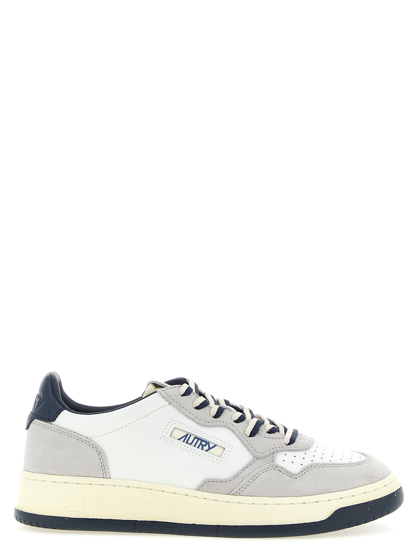 Athletic Sneakers Autry men cotton & cowhide suede leather multicolor & navy featuring a avant-garde Men's Low Top Cotton & Cowhide Suede Leather Athletic Sneakers design with a avant-garde low-top style for a refined finish.