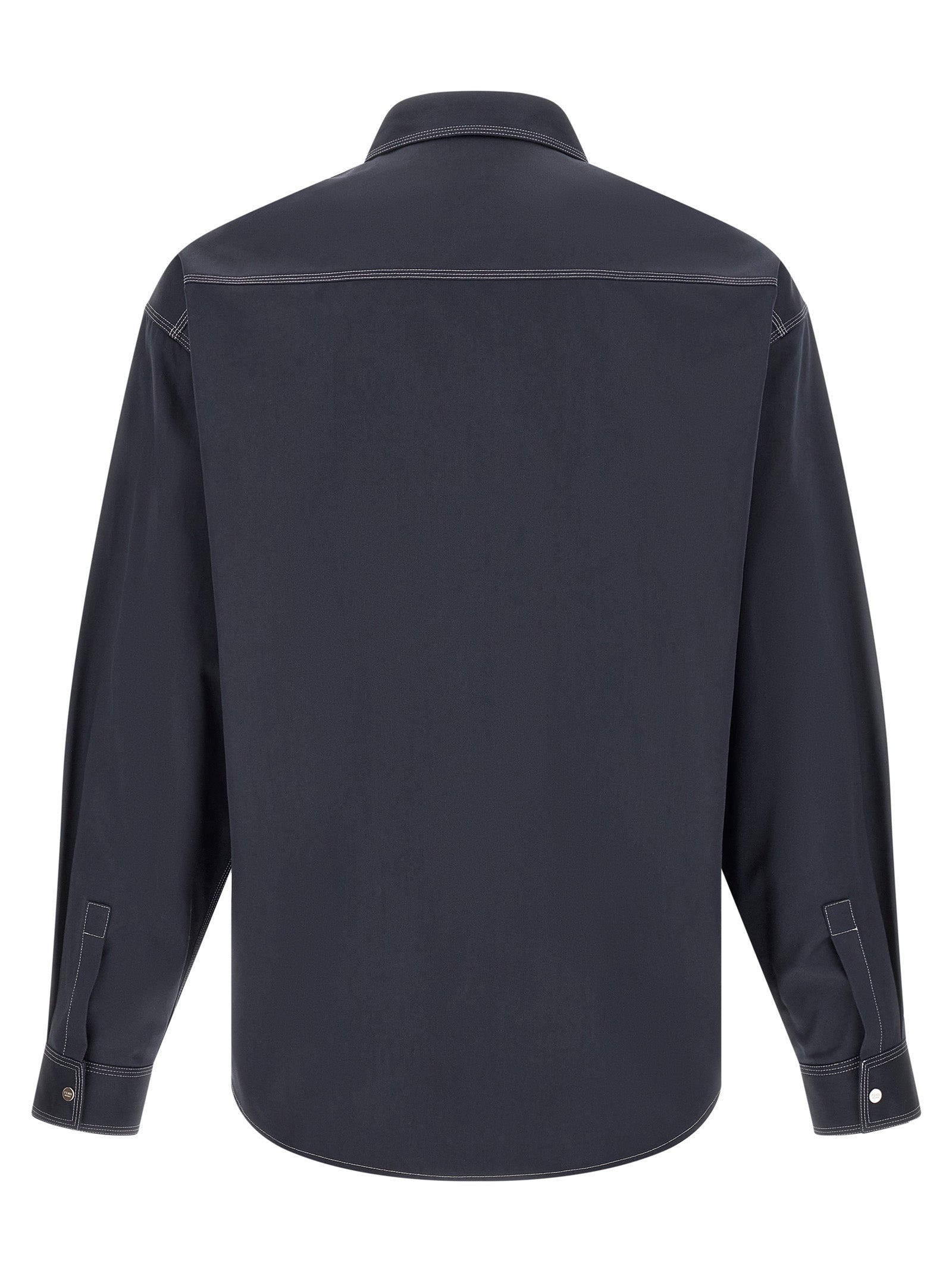 Shirt by Fendi for men in cotton dark-blue features an architectural silhouette with a refined and elegant for a architectural look.
