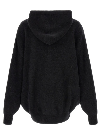Sweatshirt Hoodie by Rick Owens for men in angora marabou & nylon black features a edgy silhouette, detailed with a edgy hooded neckline and for a refined finish.