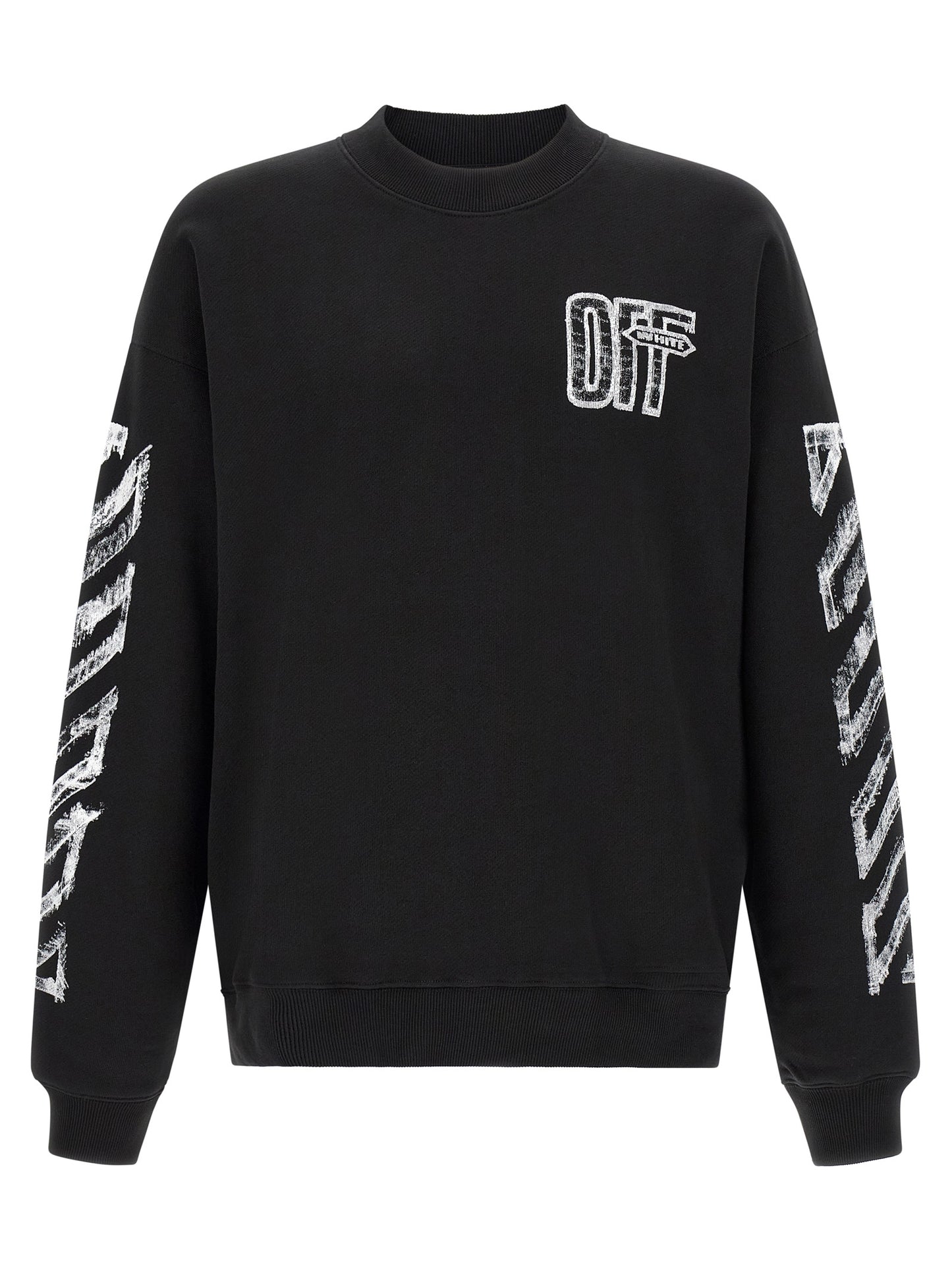 Sweatshirt by Off-White for men in cotton black, white, patterned, signature & striped features an provocated silhouette, detailed with a provocated and a refined for a sophisticated aesthetic.