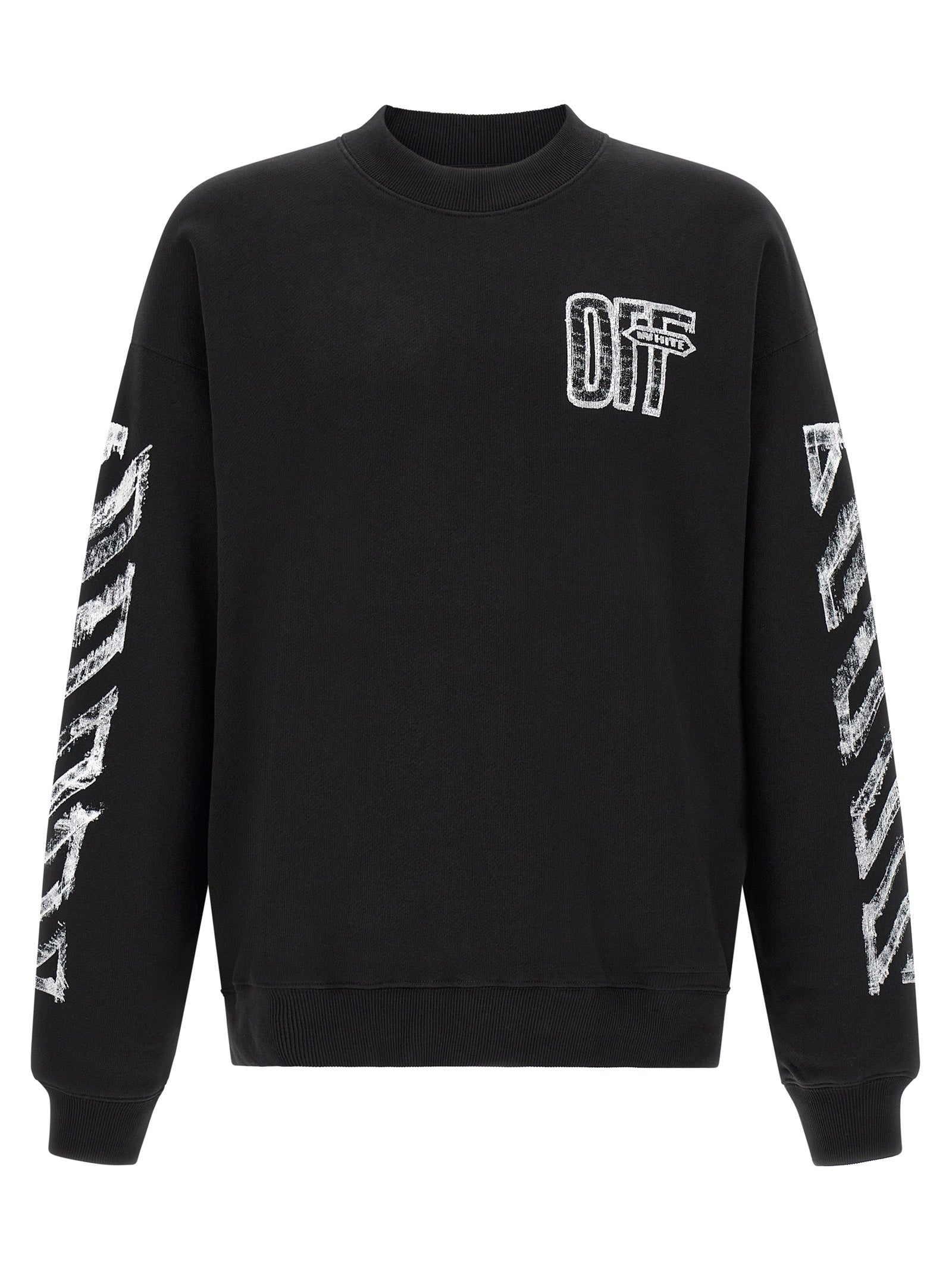 Sweatshirt by Off-White for men in cotton black, white, patterned, signature & striped features an provocated silhouette, detailed with a provocated and a refined for a sophisticated aesthetic.