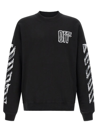 Sweatshirt by Off-White for men in cotton black, white, patterned, signature & striped features an provocated silhouette, detailed with a provocated and a refined for a sophisticated aesthetic.