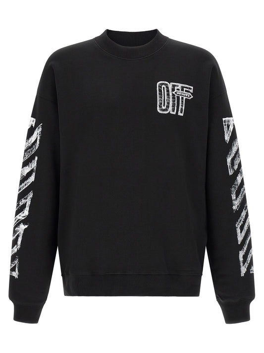 Sweatshirt by Off-White for men in cotton black, white, patterned, signature & striped features an provocated silhouette, detailed with a provocated and a refined for a sophisticated aesthetic.