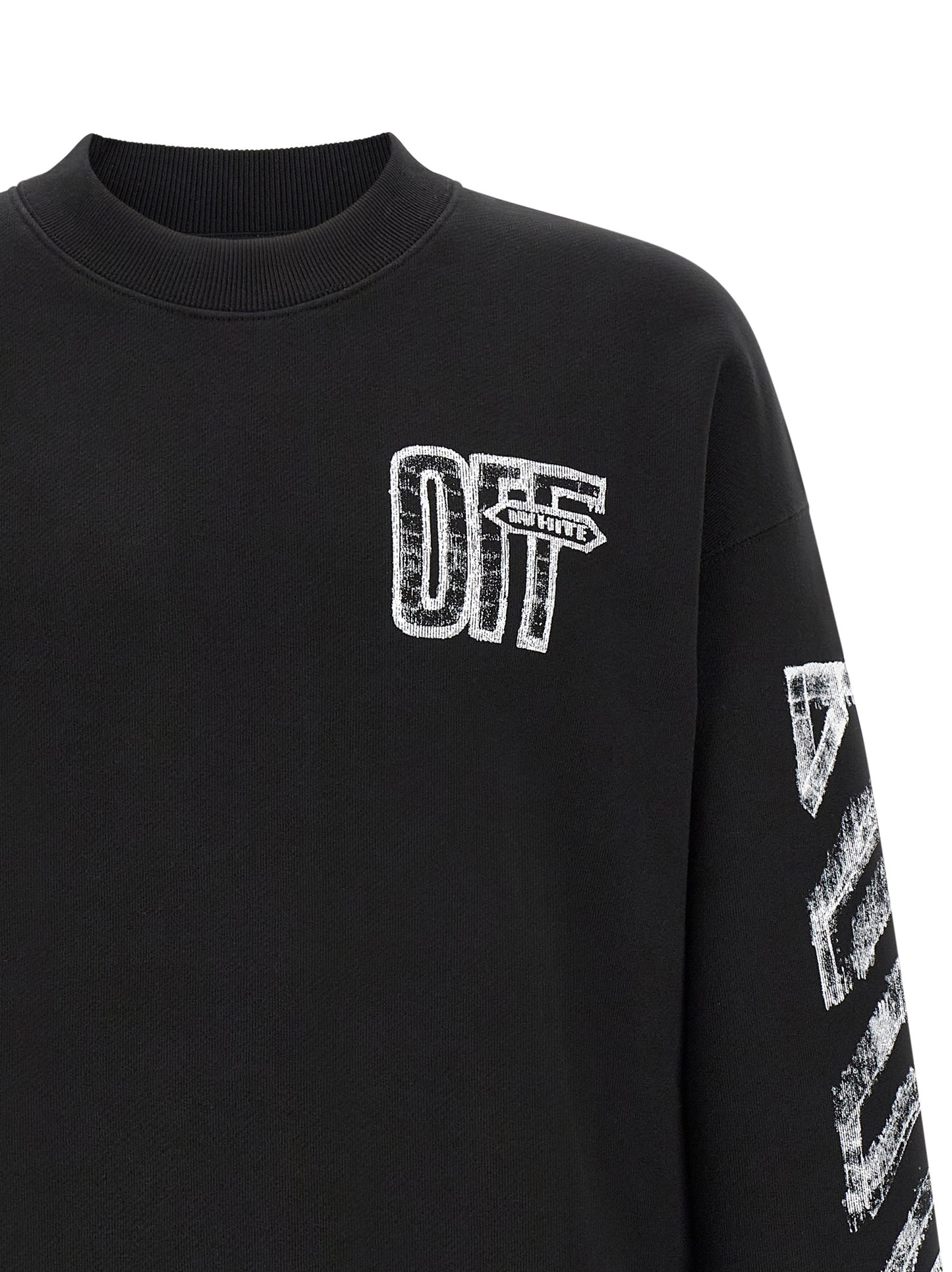Sweatshirt by Off-White for men in cotton black, white, patterned, signature & striped showcases a slouchy chic silhouette, artfully detailed with a slouchy chic and for a slouchy chic finish.