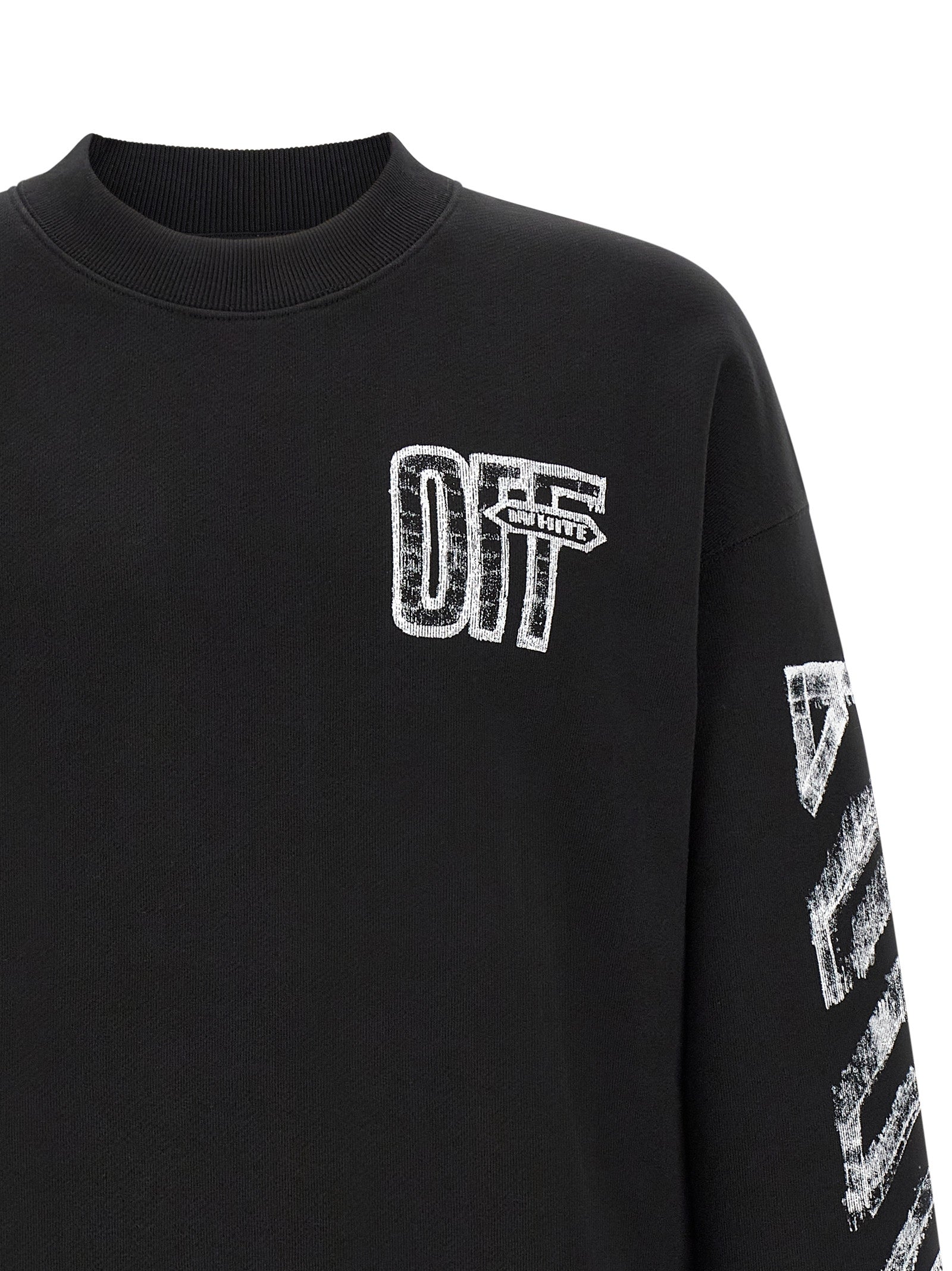 Sweatshirt by Off-White for men in cotton black, white, patterned, signature & striped showcases a slouchy chic silhouette, artfully detailed with a slouchy chic and for a slouchy chic finish.