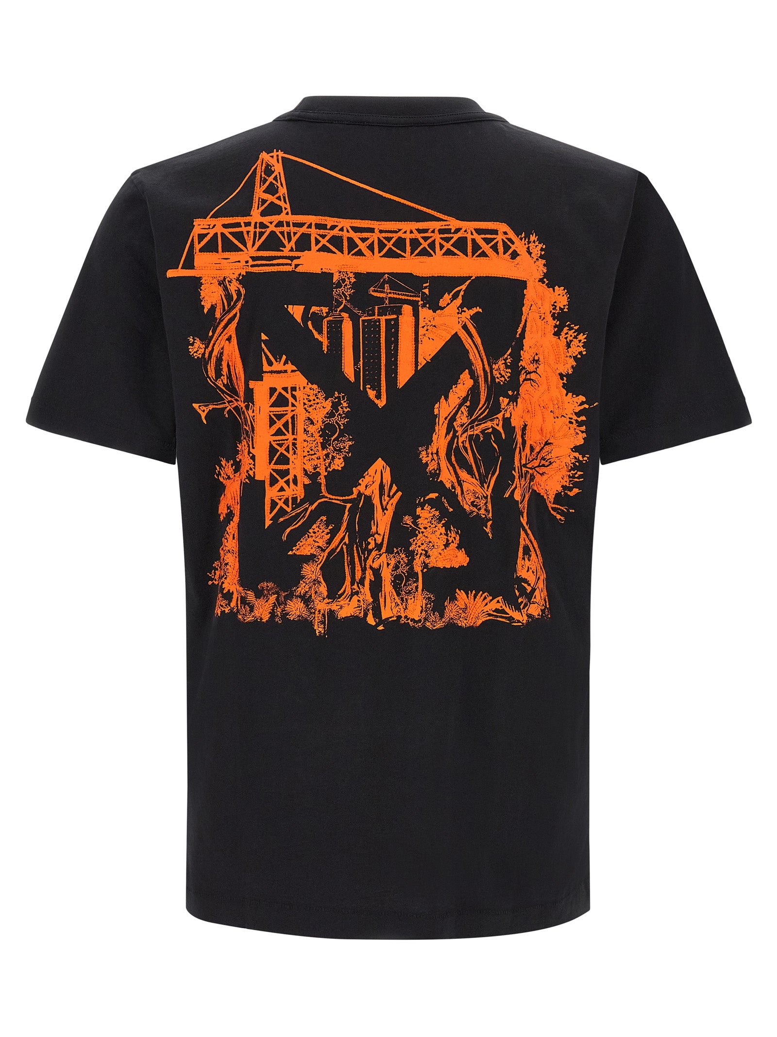 T-Shirt by Off-White for men in cotton black, orange & white showcases a dramatic silhouette, elegantly detailed with a dramatic and for a truly dramatic finish.