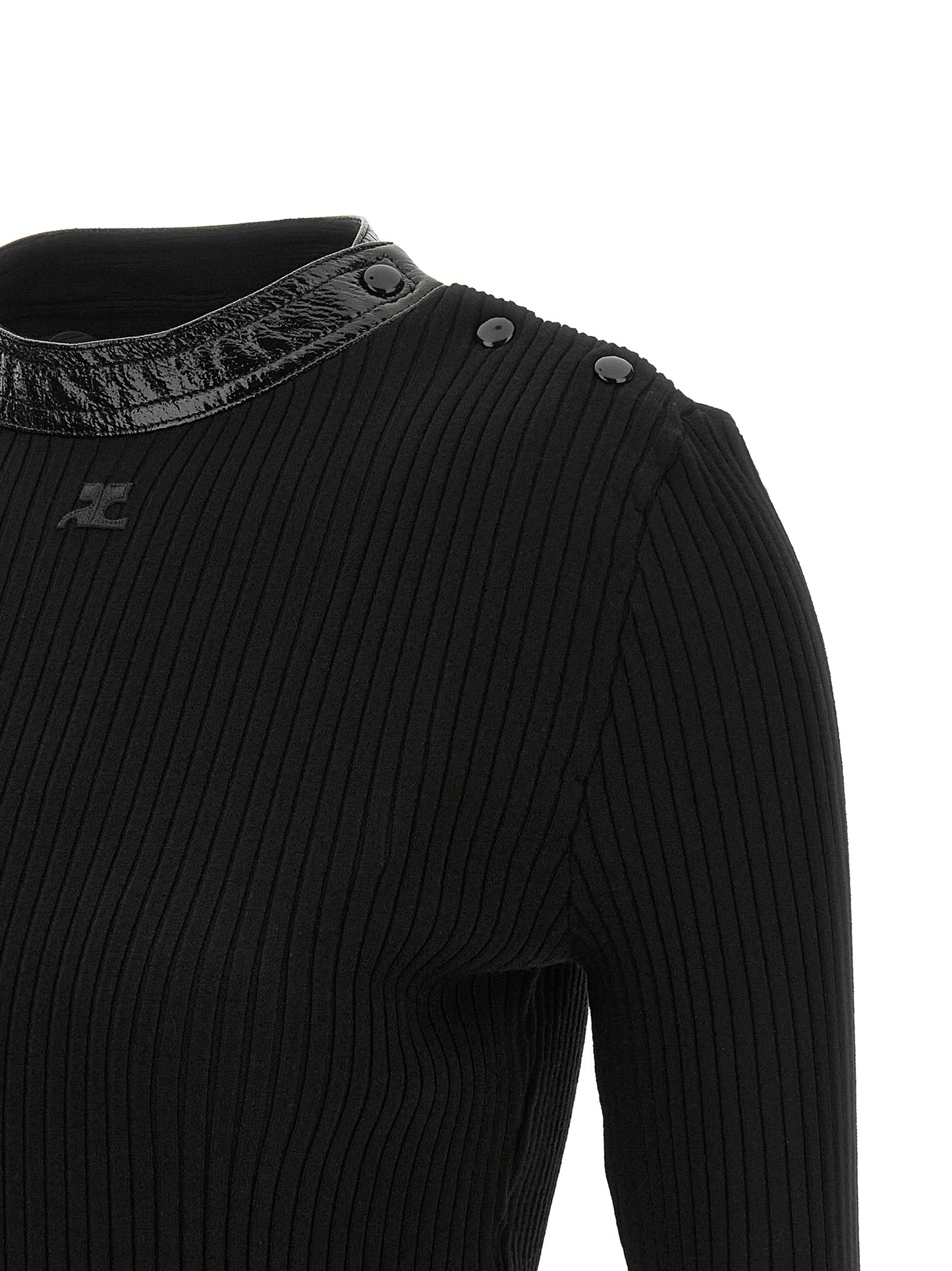 Cardigan by Courrèges for women in acetate vinyl & viscose black features a nuanced silhouette with a refined and nuanced detailing for a sophisticated look.
