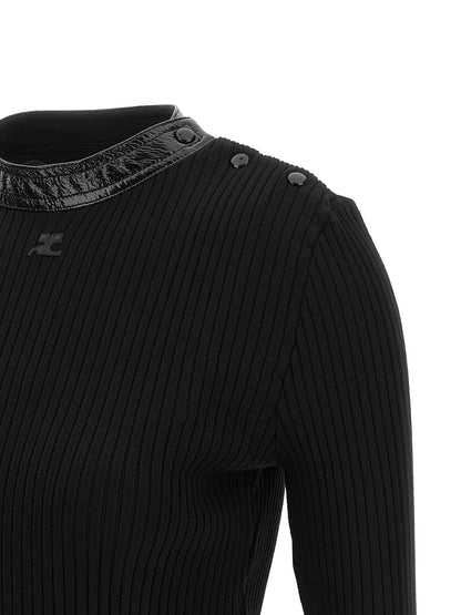Cardigan by Courrèges for women in acetate vinyl & viscose black features a nuanced silhouette with a refined and nuanced detailing for a sophisticated look.