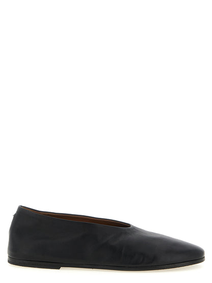 Ballet Flat Shoes by Marsell for women in calfskin leather black & brown showcases a resplendent Women's Calfskin Leather Ballet Flat Shoes aesthetic with a and .