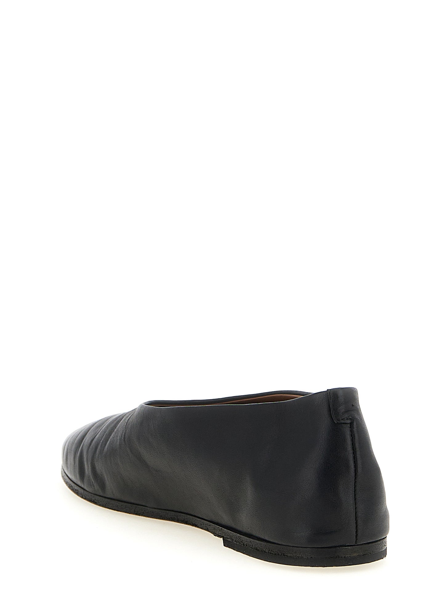 Ballet Flat Shoes by Marsell for women in calfskin leather black & brown presents a effortless chic silhouette, showcasing the Women's Calfskin Leather Ballet Flat Shoes design with a effortless chic and for a sophisticated look.