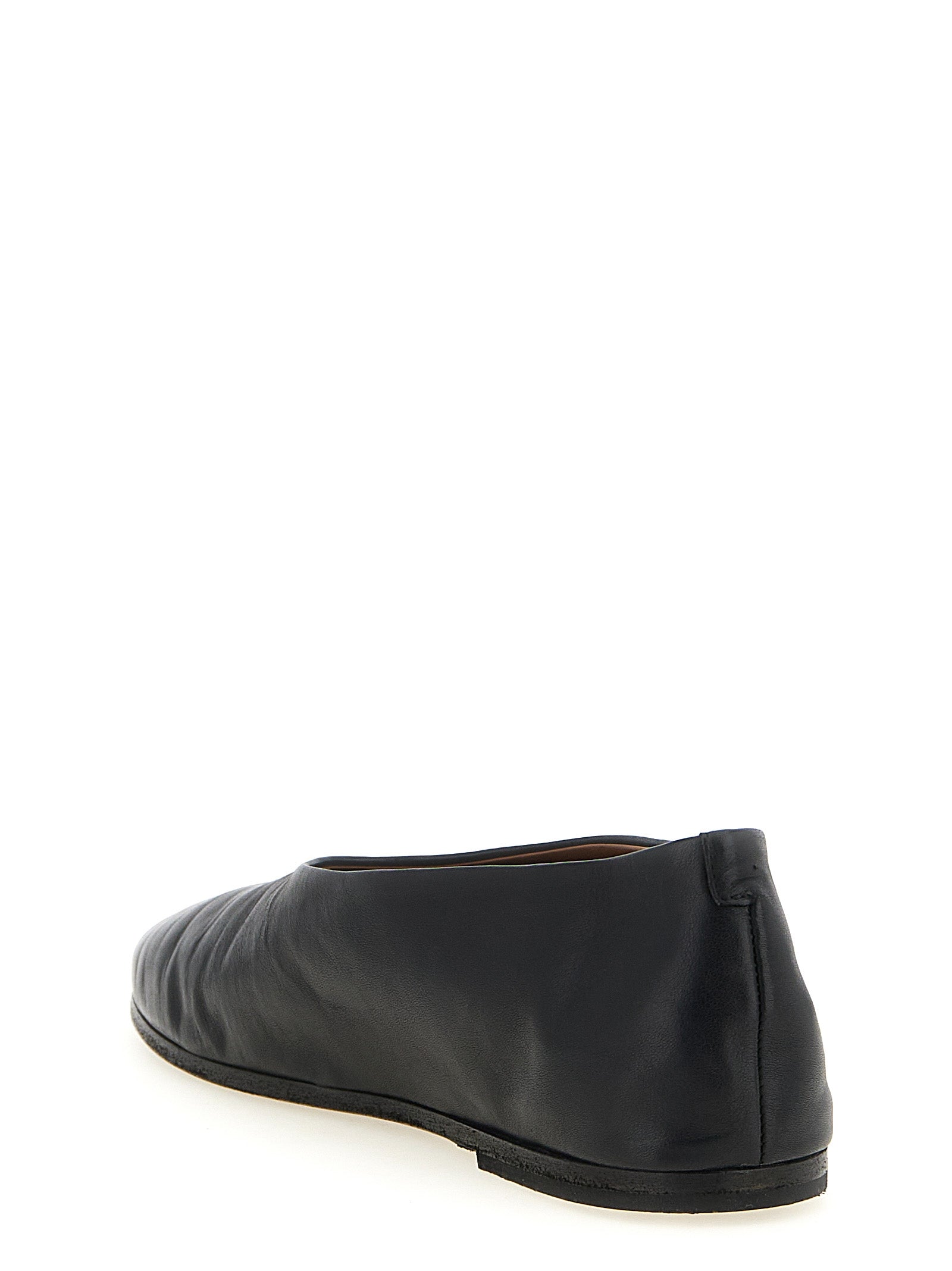 Ballet Flat Shoes by Marsell for women in calfskin leather black & brown presents a effortless chic silhouette, showcasing the Women's Calfskin Leather Ballet Flat Shoes design with a effortless chic and for a sophisticated look.