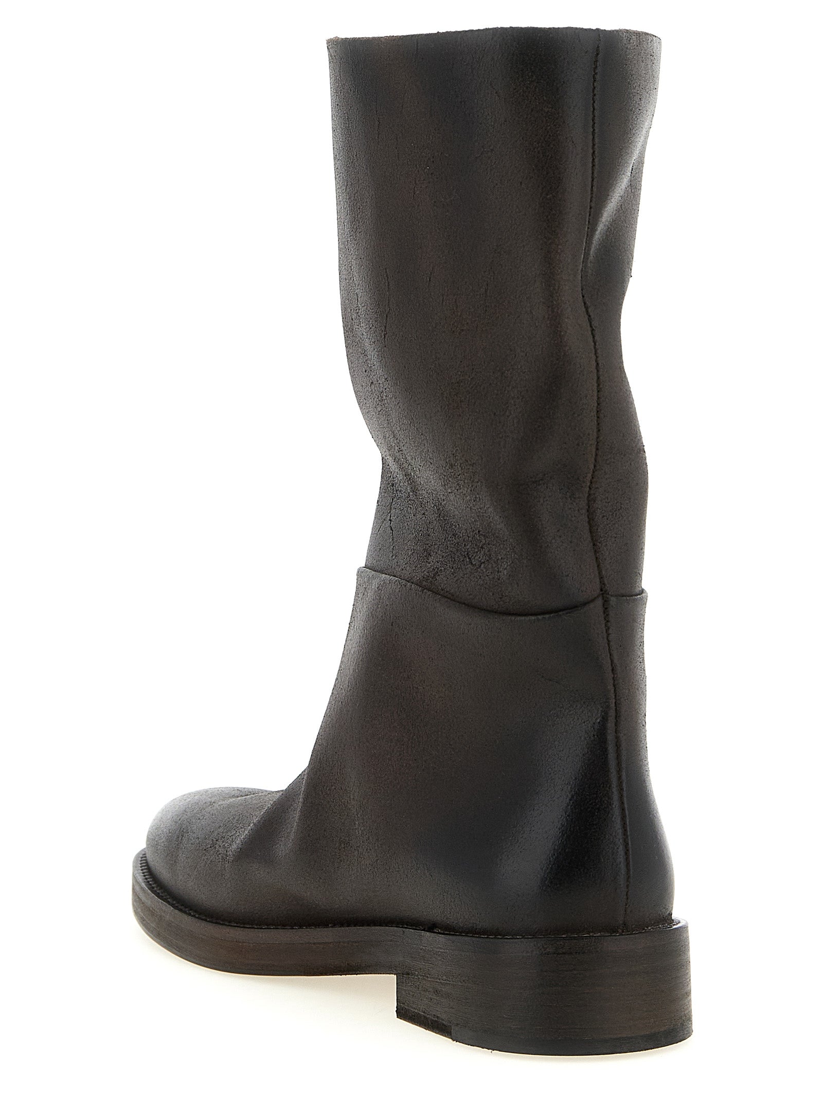 Ankle Over-The-Knee Boots by Marsell for women in calfskin leather brown features an high-performance silhouette, showcasing the sophisticated design of the Women's Calfskin Leather Ankle Over-The-Knee Boots with a block-heel and a refined round toe style.
