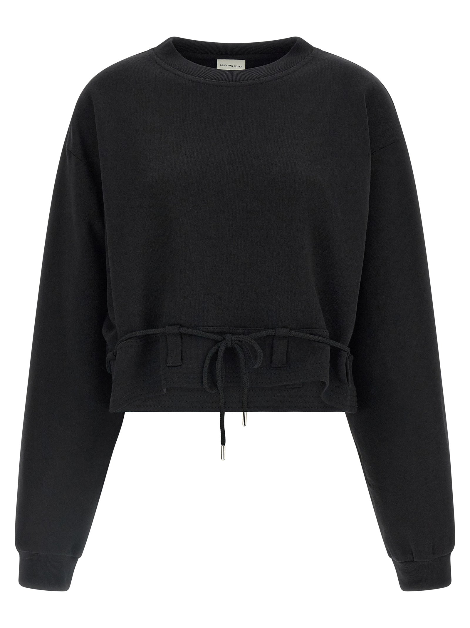 Activewear Sweatshirt by Dries Van Noten for women in cotton black features an streamlined silhouette, showcasing the streamlined and with functional for a premium, athletic look.