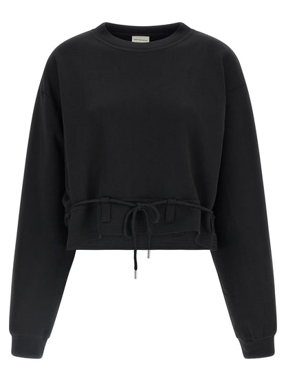 Activewear Sweatshirt by Dries Van Noten for women in cotton black features an streamlined silhouette, showcasing the streamlined and with functional for a premium, athletic look.