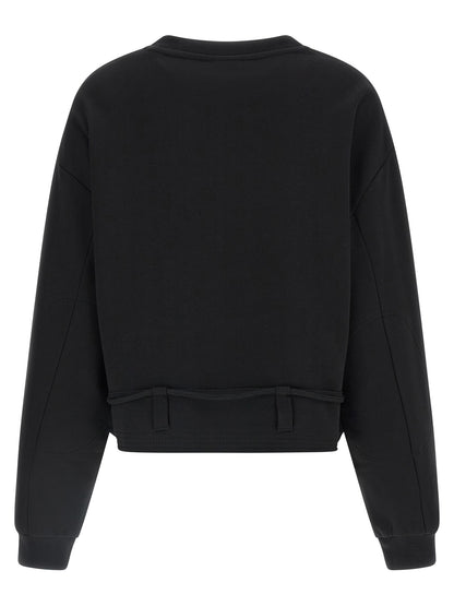 Activewear Sweatshirt by Dries Van Noten for women in cotton black presents a sporty silhouette, showcasing a sophisticated and detailed with premium for a sporty finish.