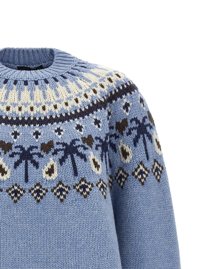 Cardigan by Alanui for women in virgin wool light-blue, patterned & jacquard showcases a luxurious silhouette, meticulously detailed with a sophisticated and for a refined finish.
