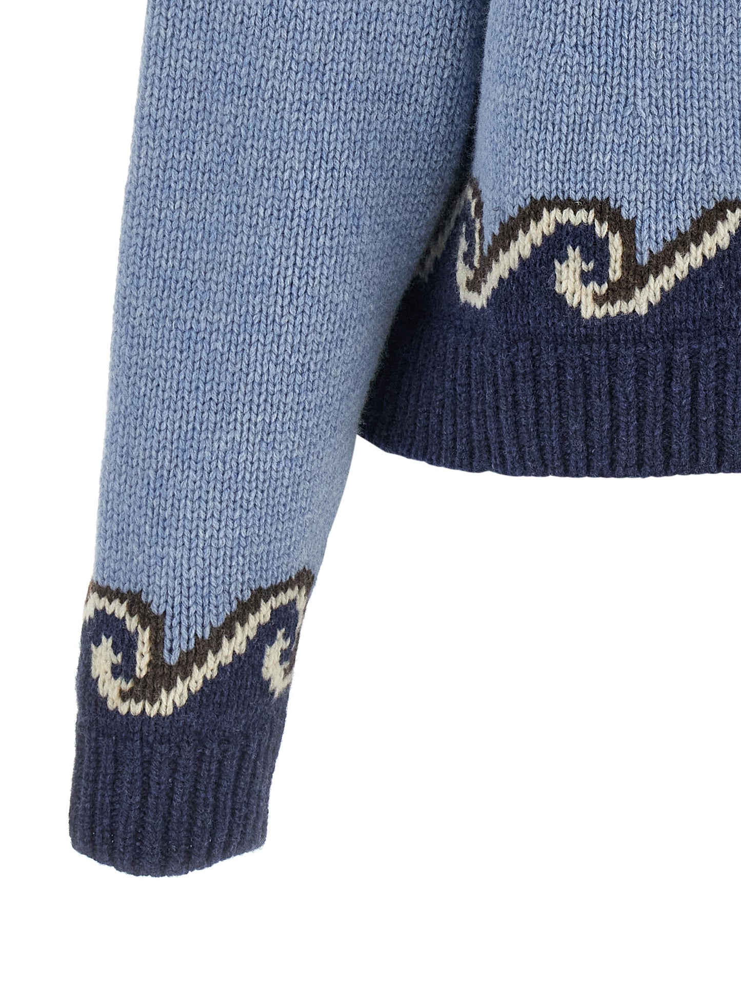 Cardigan by Alanui for women in virgin wool light-blue, patterned & jacquard features an crisp silhouette, showcasing a sophisticated and detail for a truly crisp finish.