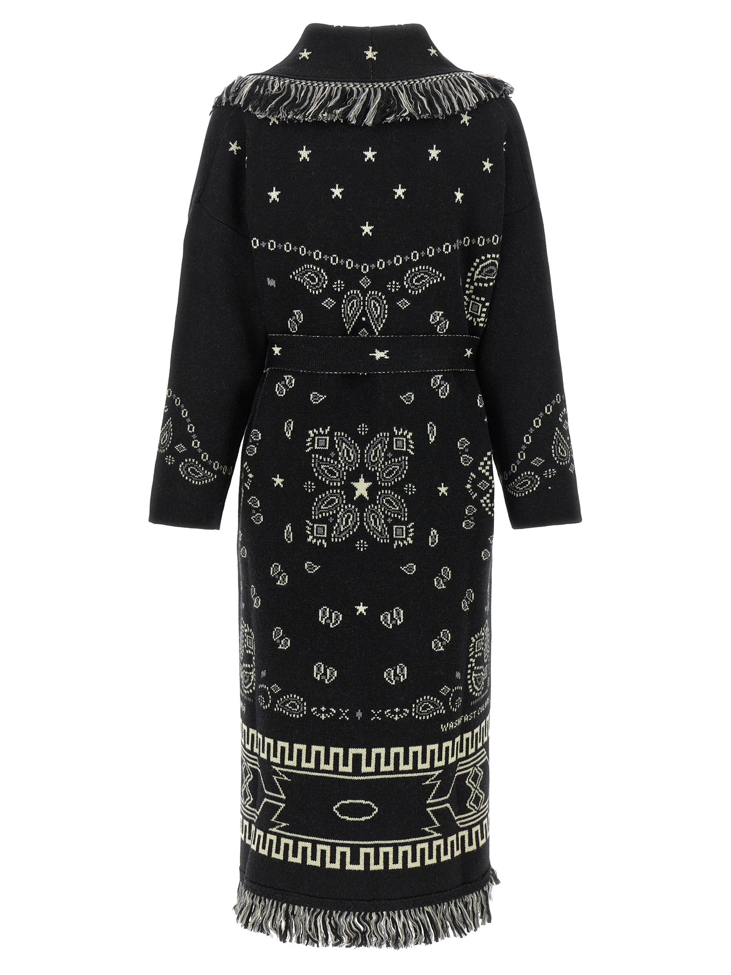 Alanui Women's Virgin Wool Trench Coat - Black Patterned Jacquard