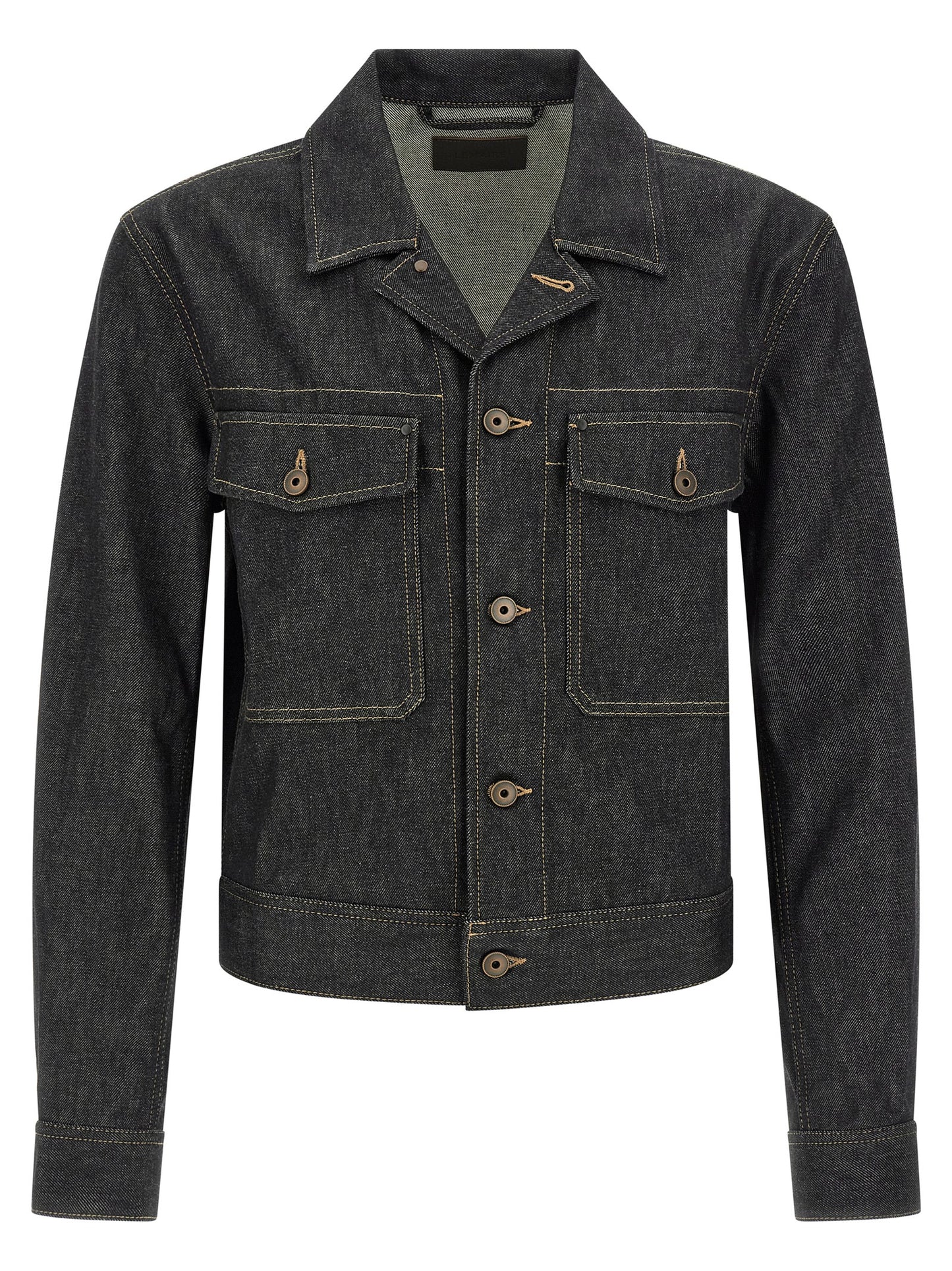Trucker Jacket by Lemaire for men in denim cotton blue features an contemporary silhouette, showcasing a sophisticated and contemporary pockets for a truly refined look.