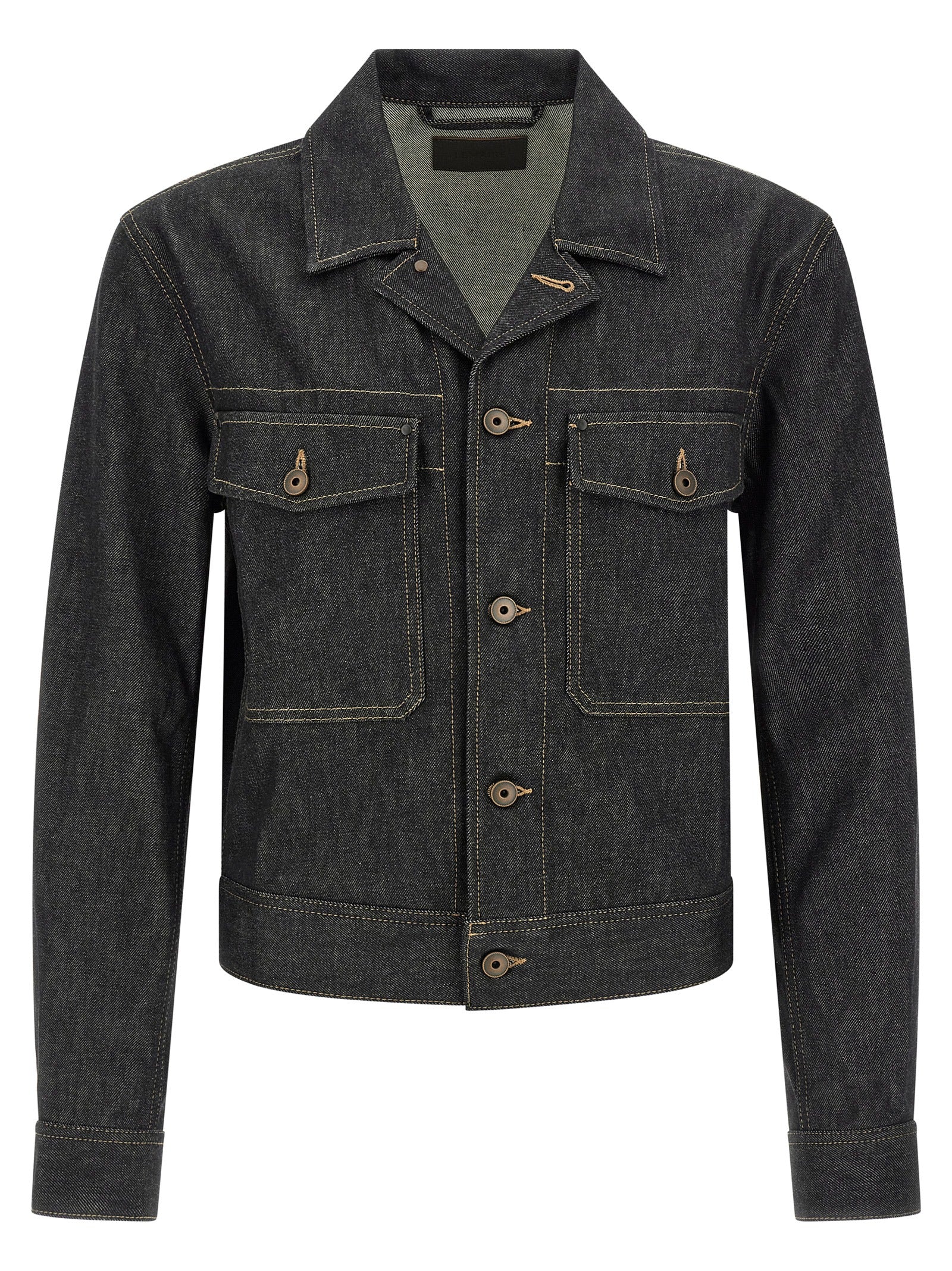 Trucker Jacket by Lemaire for men in denim cotton blue features an contemporary silhouette, showcasing a sophisticated and contemporary pockets for a truly refined look.