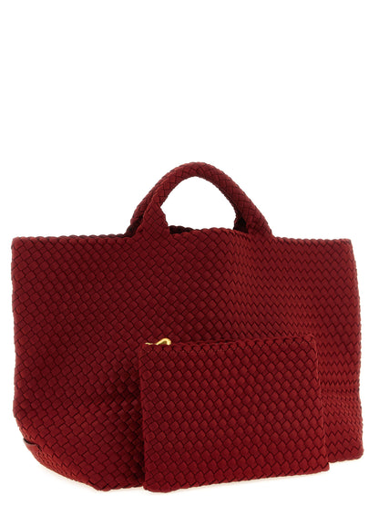NAGHEDI Sicily St Barths Nylon Neoprene & Calfskin Leather Flap Clutch Handbag - Bicolour Gold Green Multicolor Red Signature