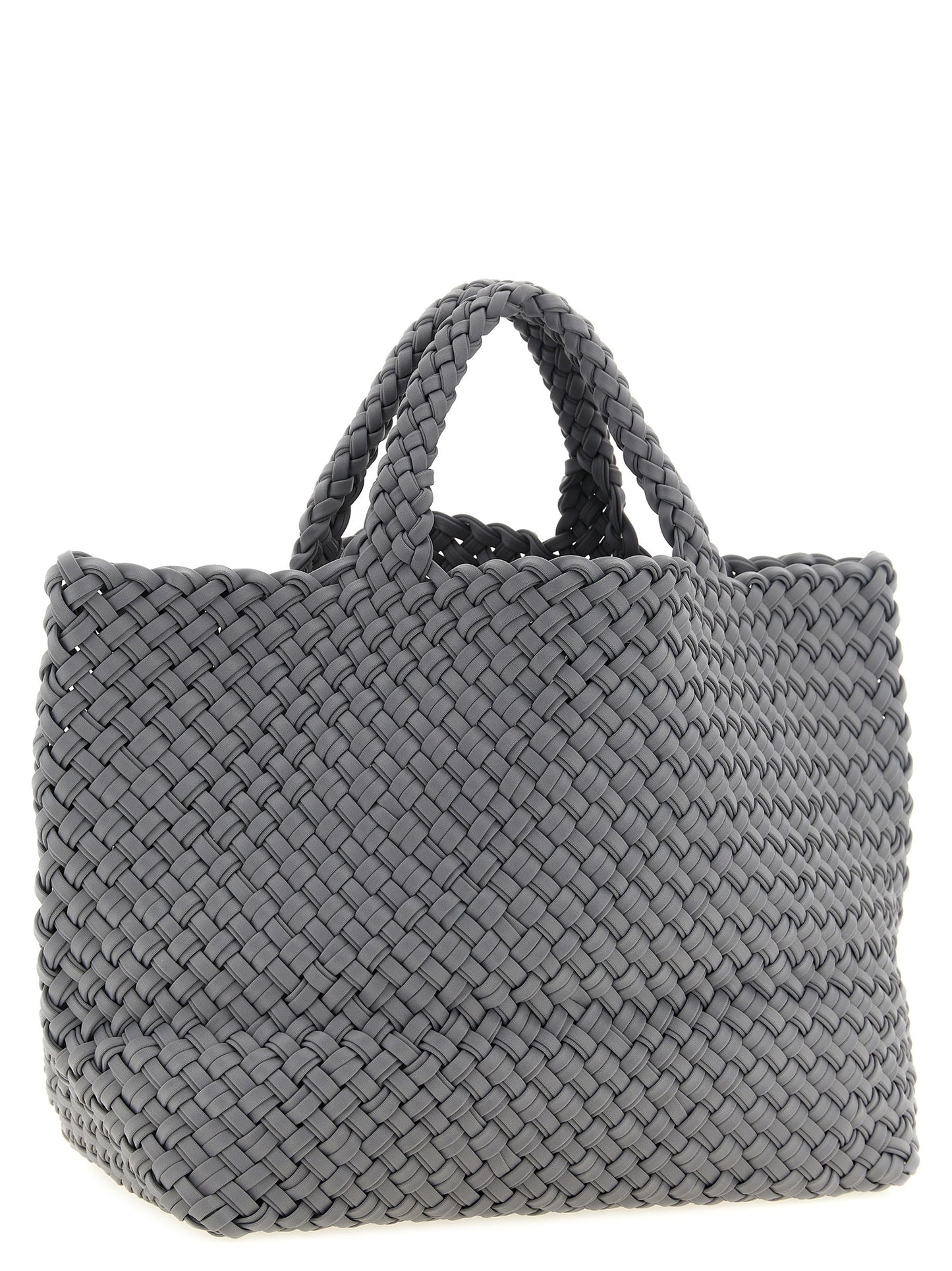 Large Shoulder Flap Clutch Tote Bag by NAGHEDI for women in nylon neoprene & calfskin leather bicolour, gray & green features a urban sophisticate Sicily St Barths Nylon Neoprene & Calfskin Leather Large Shoulder Flap Clutch Tote Bag design with a secure snap, flap & zipper, ample , and versatile shoulder-strap, handle, adjustable-strap & detachable-strap for a urban sophisticate finish.