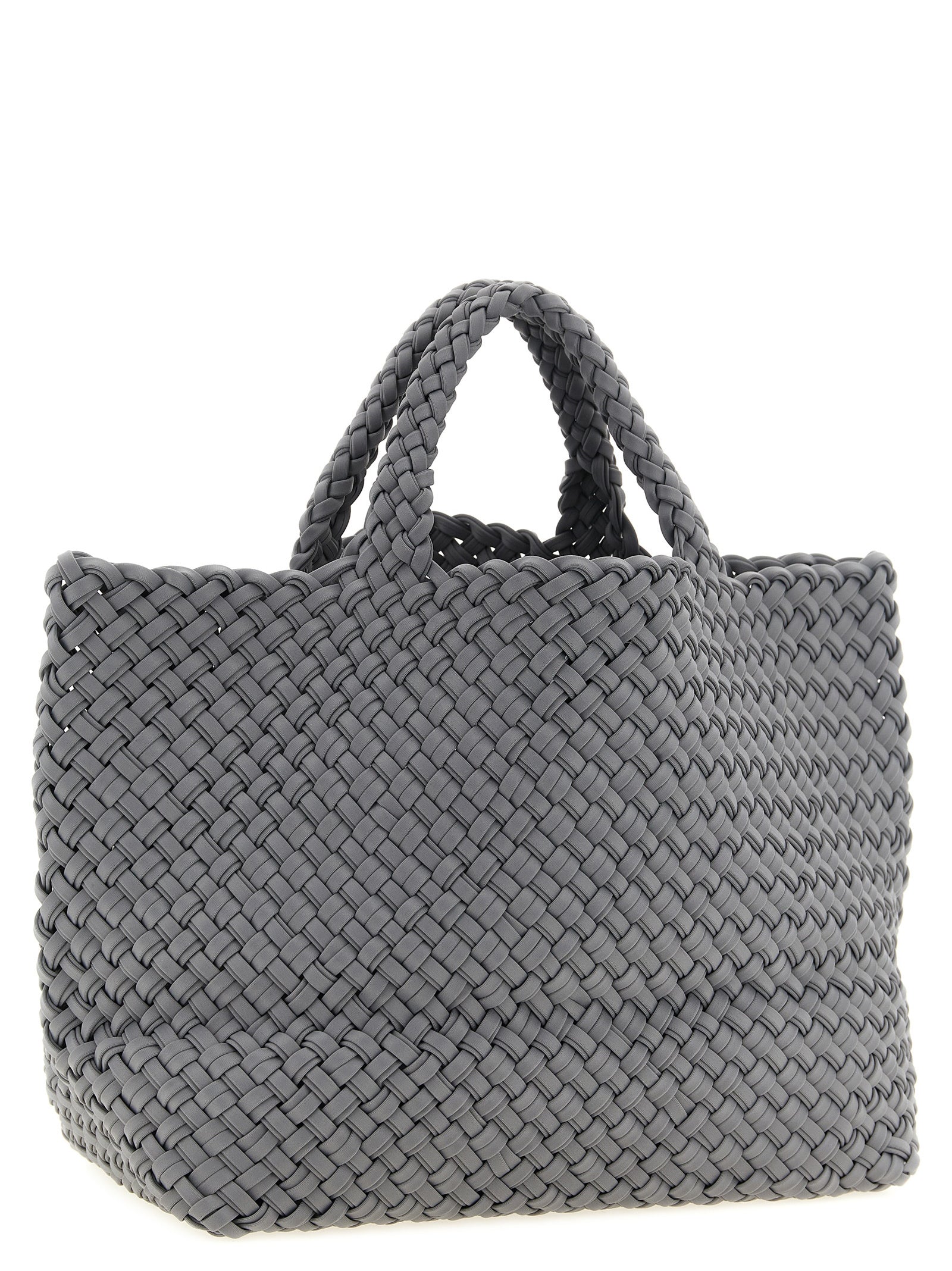 Large Shoulder Flap Clutch Tote Bag by NAGHEDI for women in nylon neoprene & calfskin leather bicolour, gray & green features a urban sophisticate Sicily St Barths Nylon Neoprene & Calfskin Leather Large Shoulder Flap Clutch Tote Bag design with a secure snap, flap & zipper, ample , and versatile shoulder-strap, handle, adjustable-strap & detachable-strap for a urban sophisticate finish.