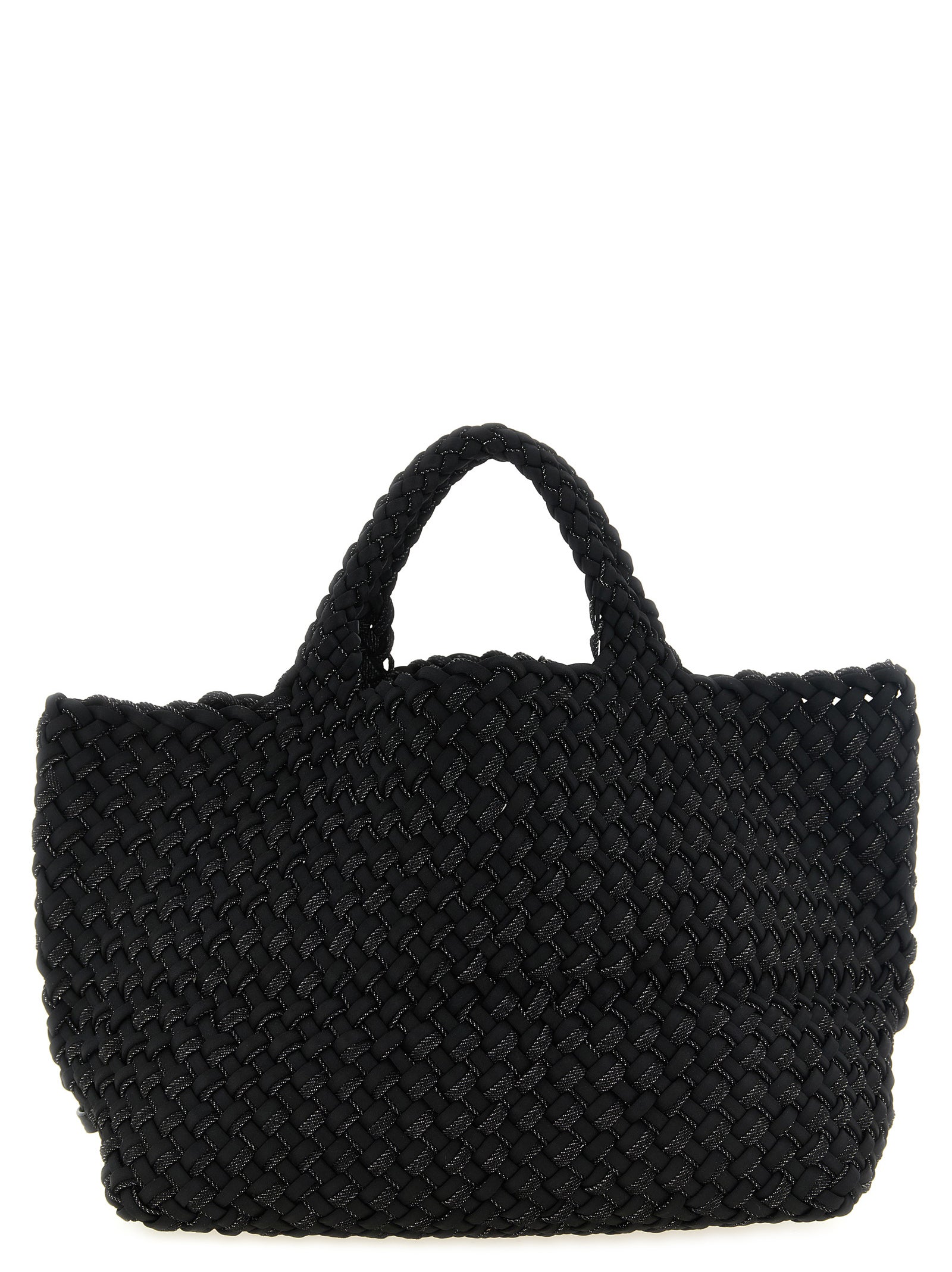 Large Shoulder Flap Clutch Tote Bag by NAGHEDI for women in denim canvas & calfskin leather bicolour, black, green, gunmetal, patterned & signature features an metropolitan chic Sicily St Barths Denim Canvas & Calfskin Leather Large Shoulder Flap Clutch Tote Bag design with a secure snap & flap, metropolitan chic , and versatile shoulder-strap & handle for a metropolitan chic look.
