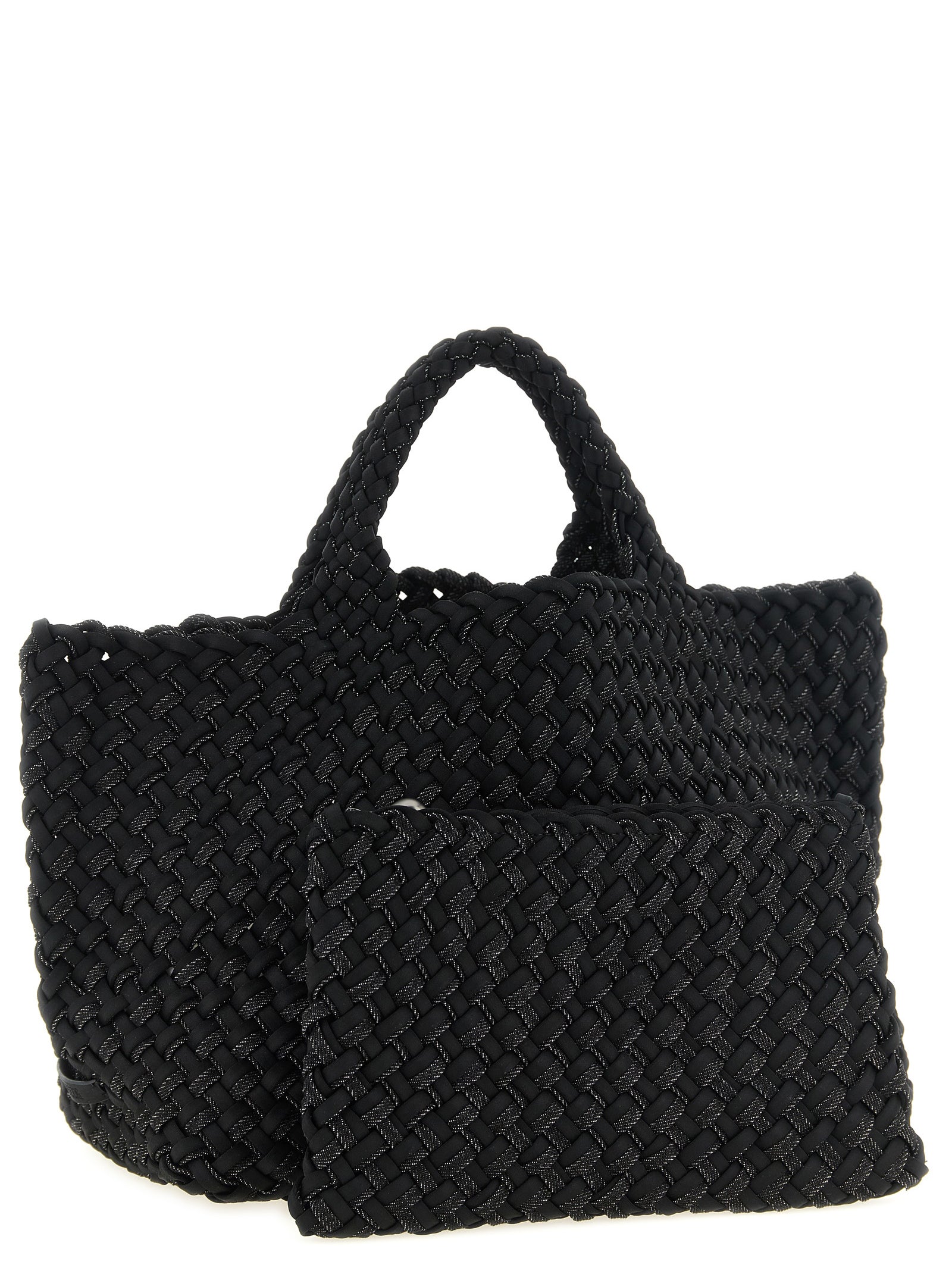 Large Shoulder Flap Clutch Tote Bag by NAGHEDI for women in denim canvas & calfskin leather bicolour, black, green, gunmetal, patterned & signature features an sumptuous Sicily St Barths Denim Canvas & Calfskin Leather Large Shoulder Flap Clutch Tote Bag design with a secure snap & flap, ample , and versatile shoulder-strap & handle for an sumptuous finish.