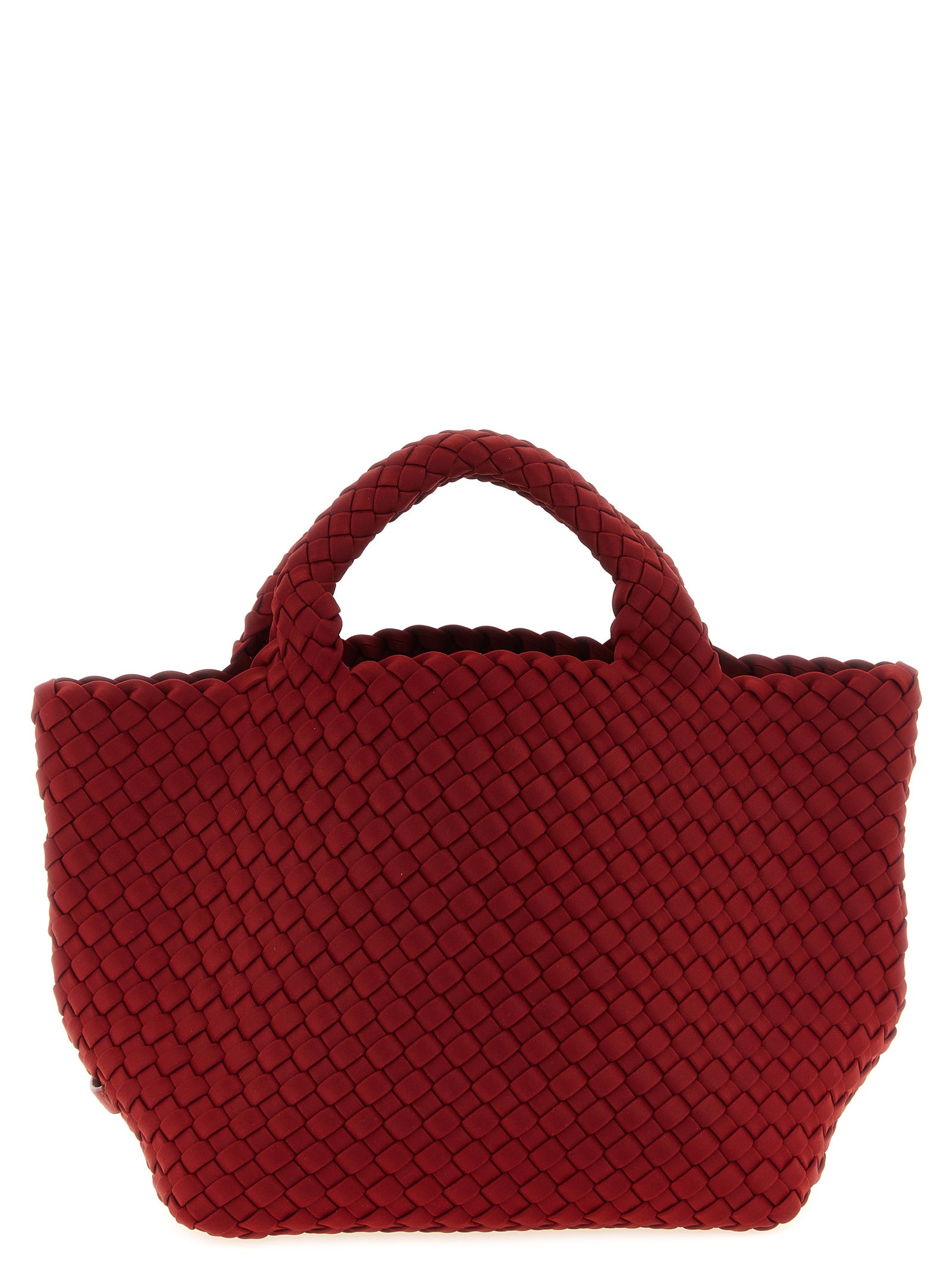 Mini Drawstring Clutch Handbag by NAGHEDI for women in nylon neoprene & calfskin leather bicolour, gold, green, multicolor & red features a exquisite silhouette, showcasing a secure snap, flap, zipper & buckle and exquisite with versatile shoulder-strap, handle & adjustable-strap for a exquisite finish.