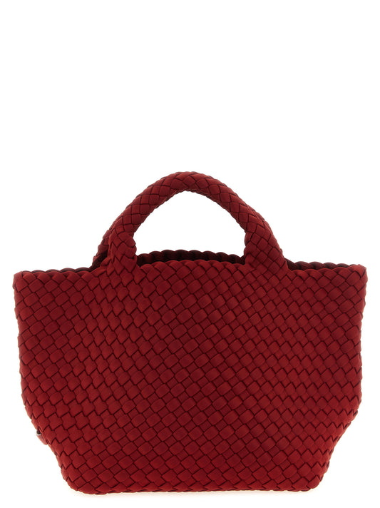Mini Drawstring Clutch Handbag by NAGHEDI for women in nylon neoprene & calfskin leather bicolour, gold, green, multicolor & red features a exquisite silhouette, showcasing a secure snap, flap, zipper & buckle and exquisite with versatile shoulder-strap, handle & adjustable-strap for a exquisite finish.