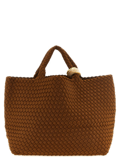 Large Shoulder Flap Clutch Handbag by NAGHEDI for women in neoprene resin & calfskin leather bicolour, brown, gold, green & signature features a contemporary silhouette, showcasing a secure snap, flap & zipper, ample , and contemporary shoulder-strap, handle, adjustable-strap & detachable-strap for a sophisticated look.