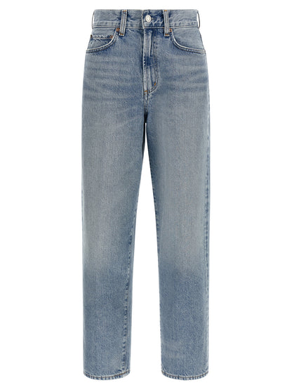Jeans by Agolde for women in denim cotton blue & indigo features an sophisticated high rise and straight-leg with a precise long, creating a sophisticated and sophisticated silhouette.