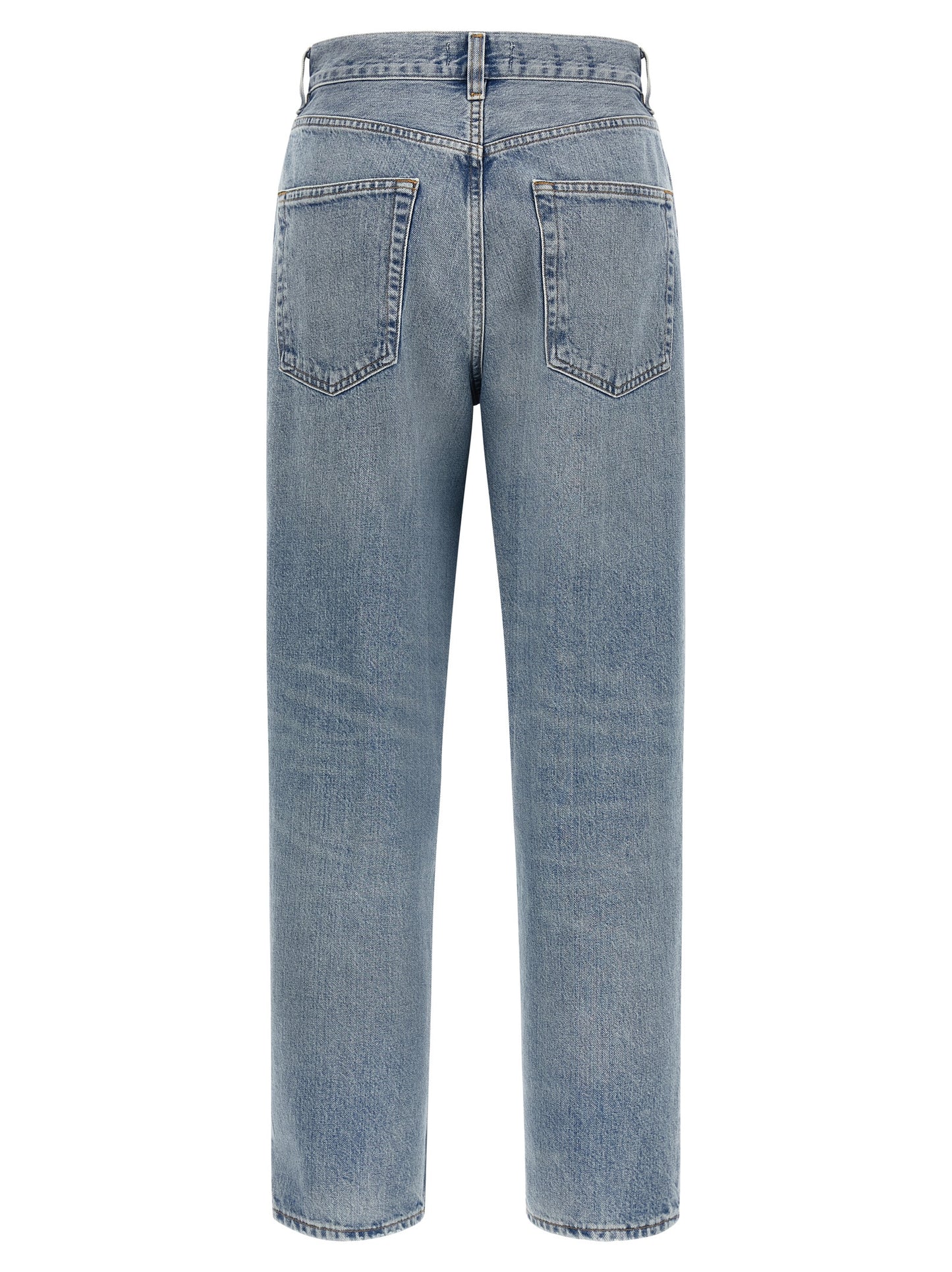 Jeans by Agolde for women in denim cotton blue & indigo presents a refined pantology silhouette, artfully defined by a refined pantology straight-leg, long, and a sophisticated high rise.