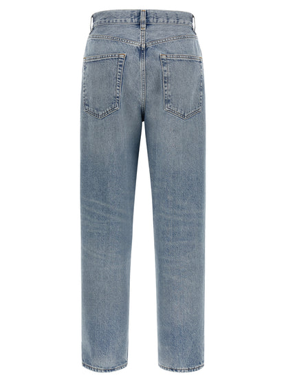 Jeans by Agolde for women in denim cotton blue & indigo presents a refined pantology silhouette, artfully defined by a refined pantology straight-leg, long, and a sophisticated high rise.