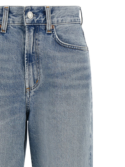 Jeans by Agolde for women in denim cotton blue & indigo features a refined silhouette with a refined straight-leg, defined by a high rise and a refined long for a refined finish.