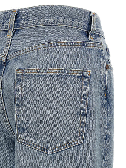 Jeans by Agolde for women in denim cotton blue & indigo features an refined tailoring silhouette, showcasing a premium straight-leg with a high rise and long cut for a refined tailoring look.