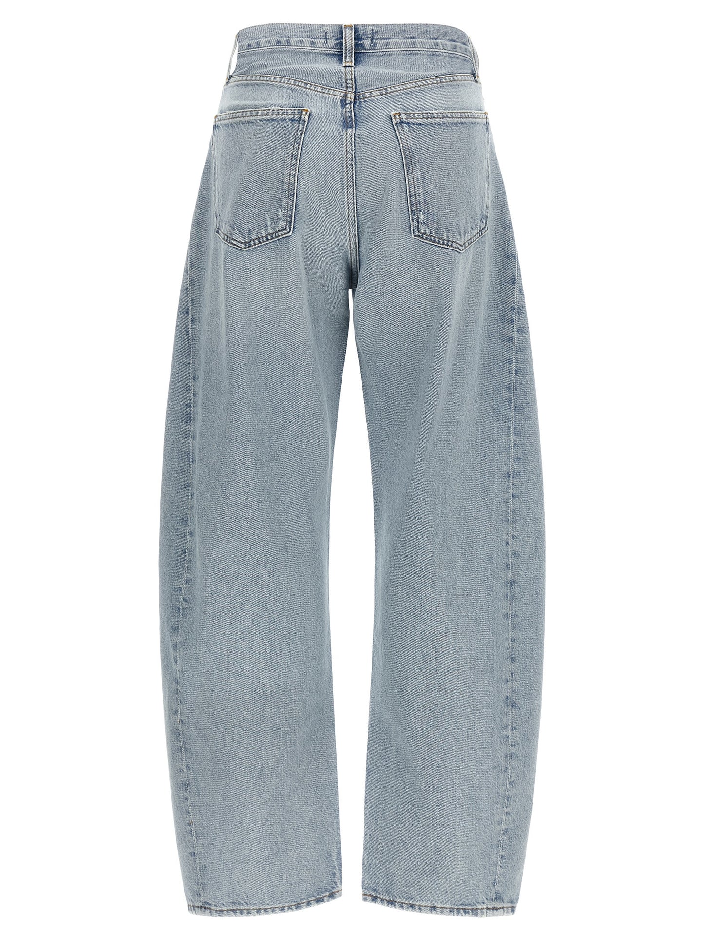 Jeans by Agolde for women in denim cotton canvas blue & silver features a refined silhouette with a refined , defined by a high rise and a refined long for a refined finish.
