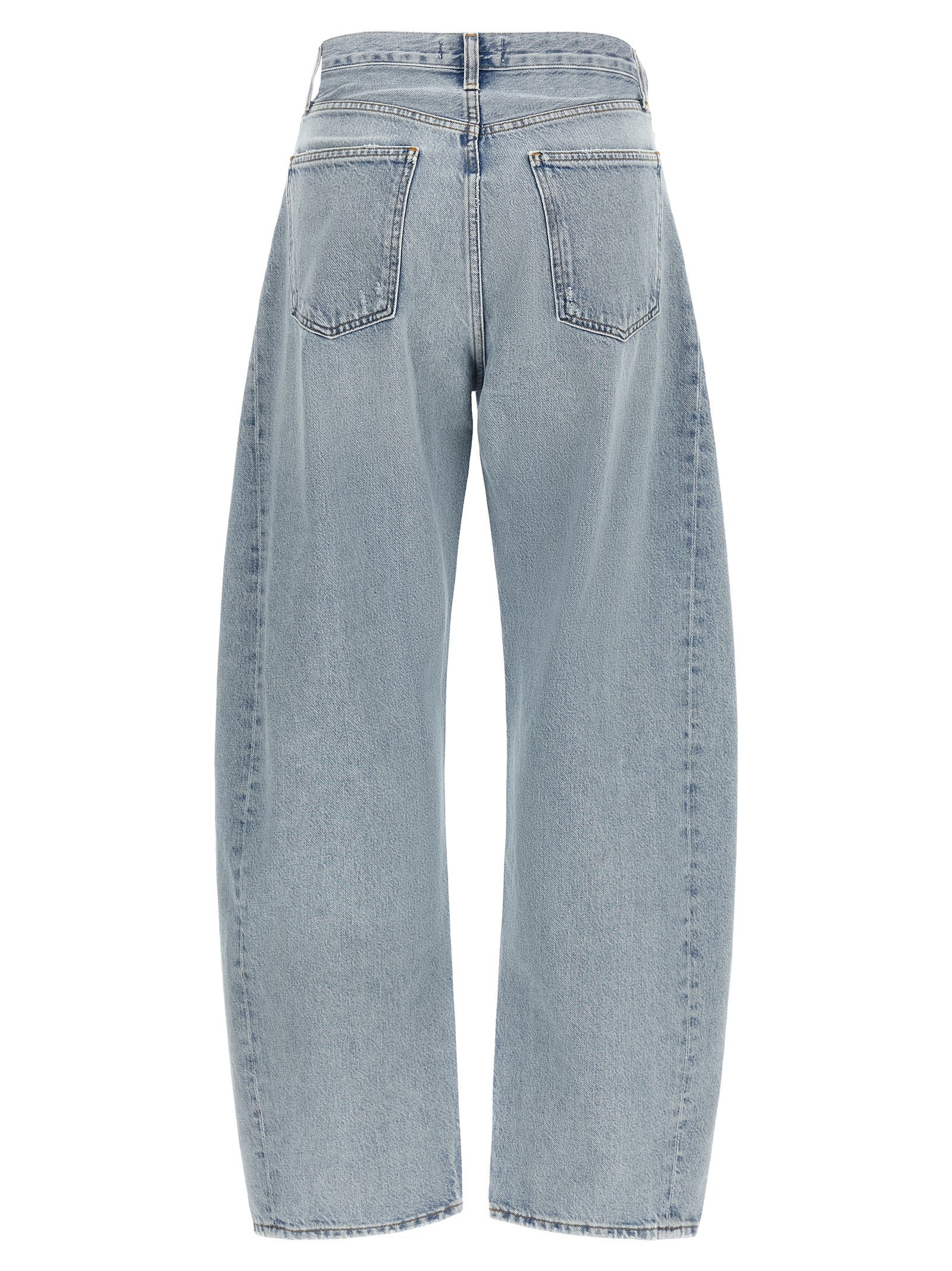 Jeans by Agolde for women in denim cotton canvas blue & silver features a refined silhouette with a refined , defined by a high rise and a refined long for a refined finish.