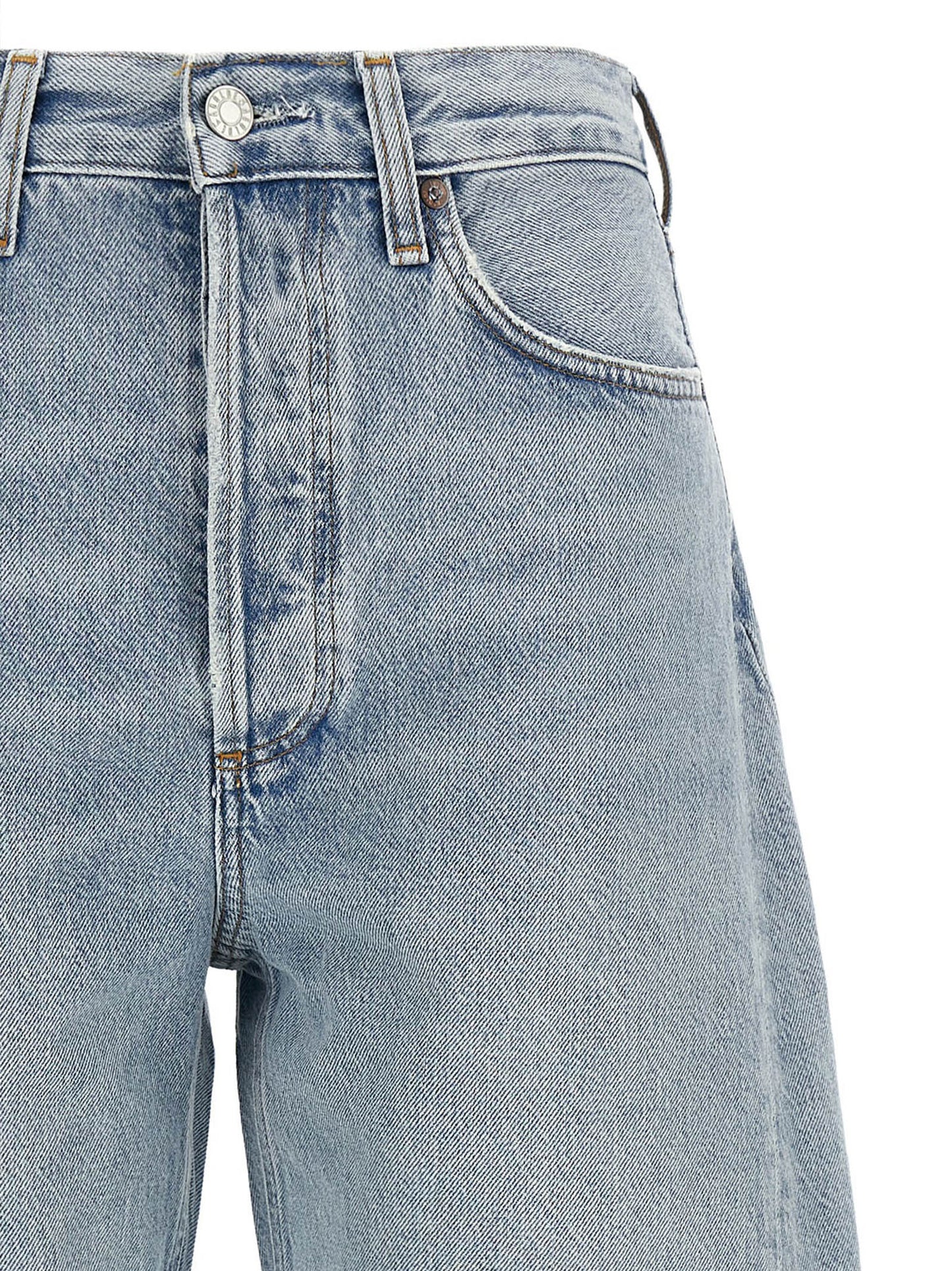Jeans by Agolde for women in denim cotton canvas blue & silver features an sophisticated high rise and with a precise long, creating a sophisticated and sophisticated silhouette.