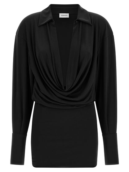 The Andamane Black Polyester Short Dress