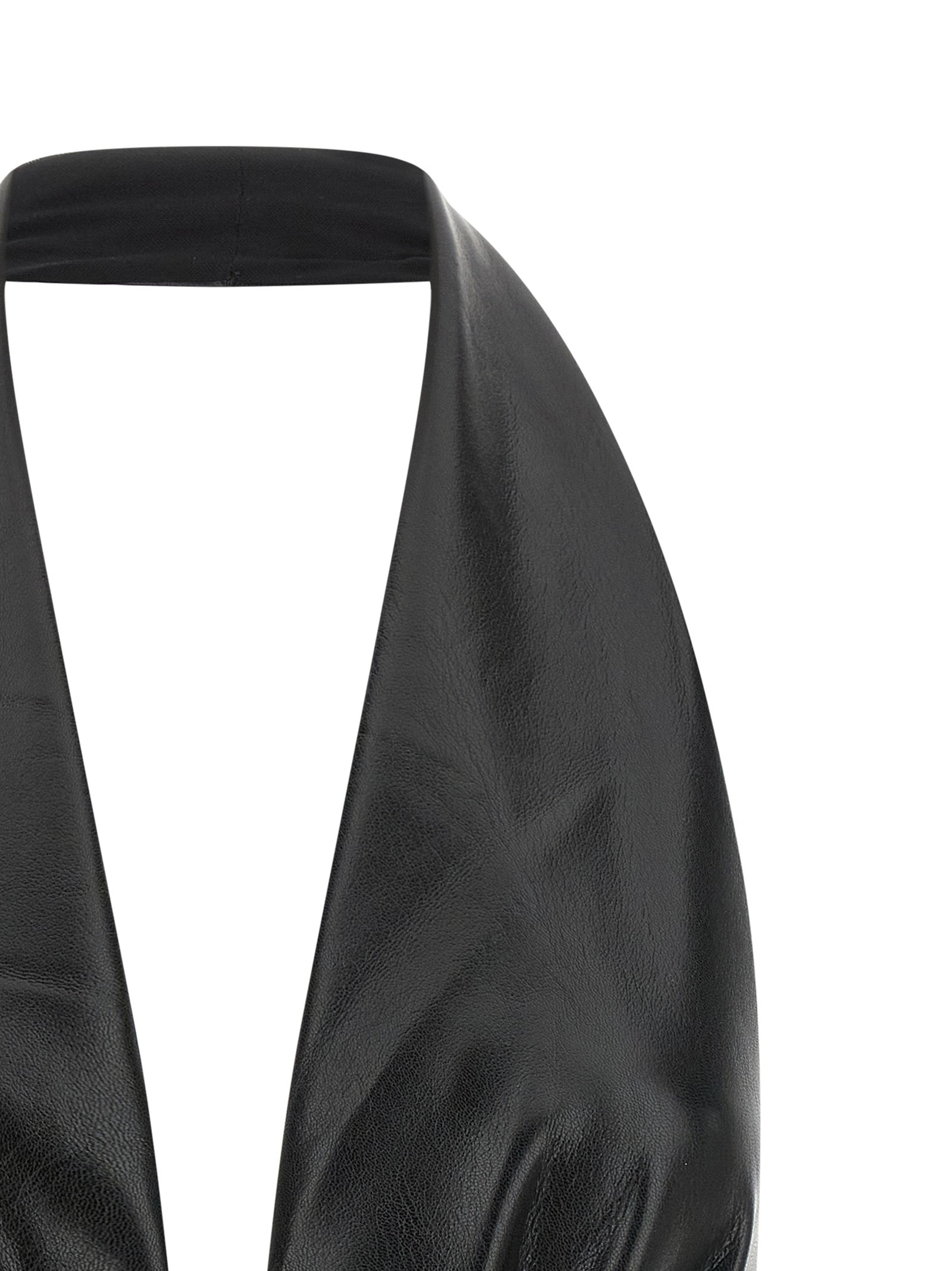 Bodysuit by The Andamane for women in polyester leather black, transparent & patterned features an exquisite silhouette with a refined v-neck plunging neckline and exquisite detailing.