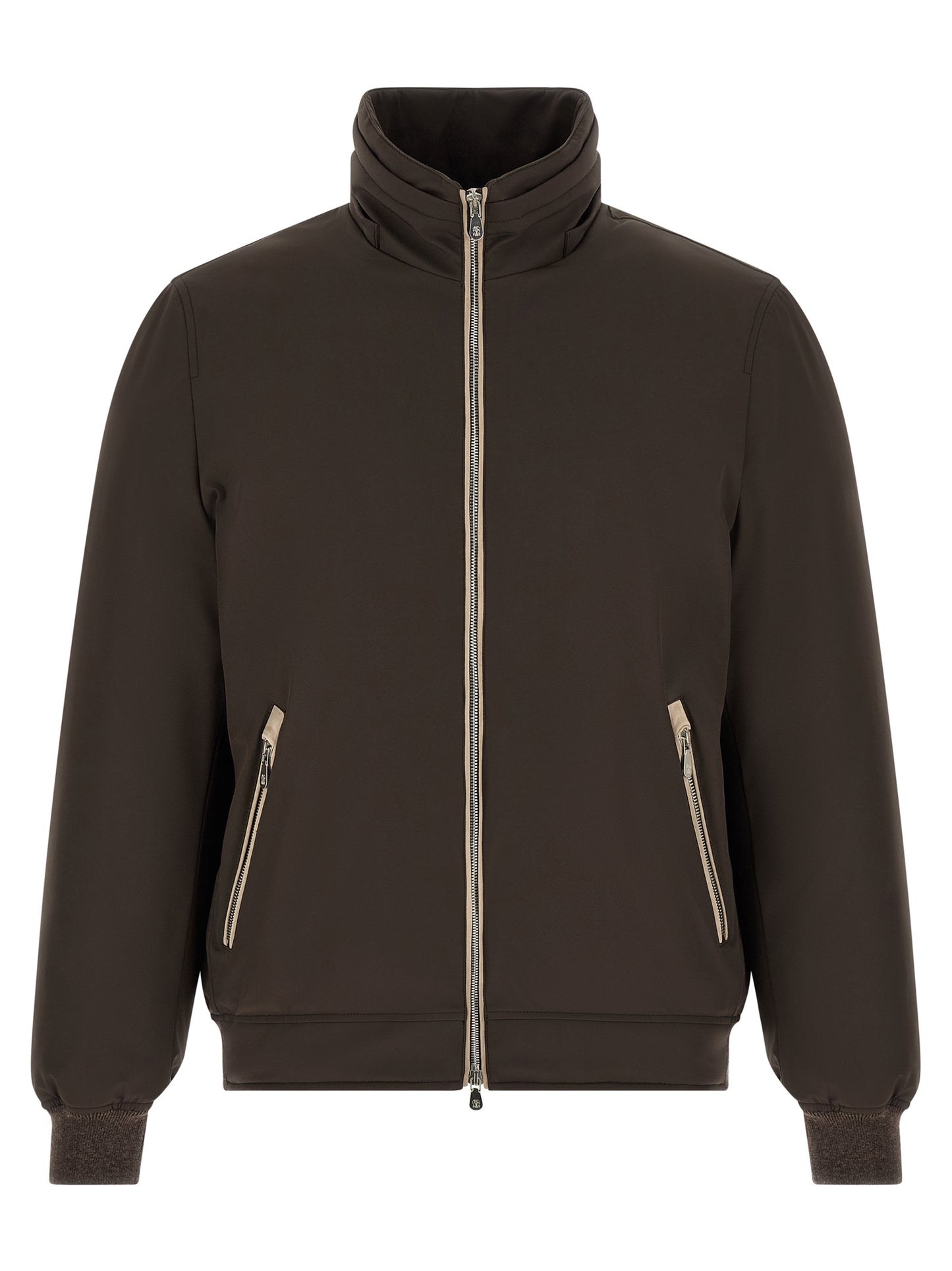 This Hooded Puffer Jacket by Brunello Cucinelli for men in nylon goose-down cashmere & lambskin leather brown exhibits a edgy silhouette, meticulously detailed with functional thermal, pockets, hooded & insulated and a edgy hooded neckline for a edgy finish.