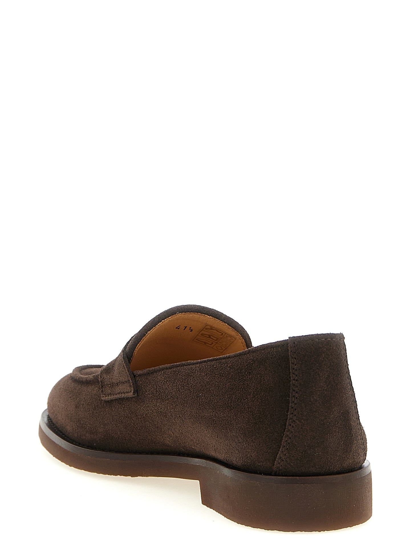 Loafer Slip-On Shoes by Brunello Cucinelli for men in calfskin suede leather brown & gold features an dynamic silhouette from the Men's Calfskin Suede Leather Loafer Slip-On Shoes collection, defined by a dynamic and for a dynamic look.